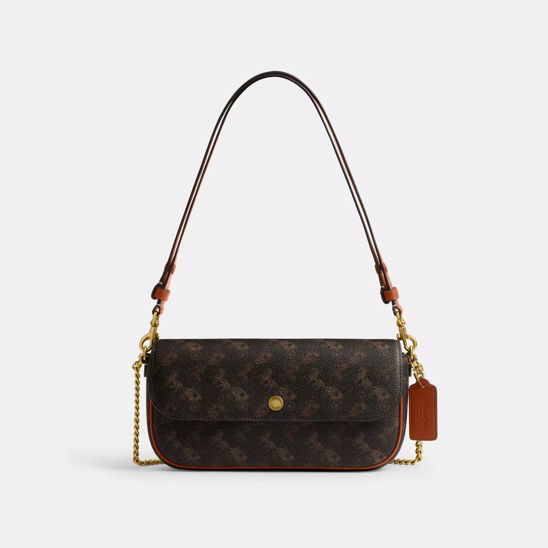 Brook Flap Chain Bag With Horse And Carriage Print Brook Flap Chain Bag With Horse And Carriage Print
