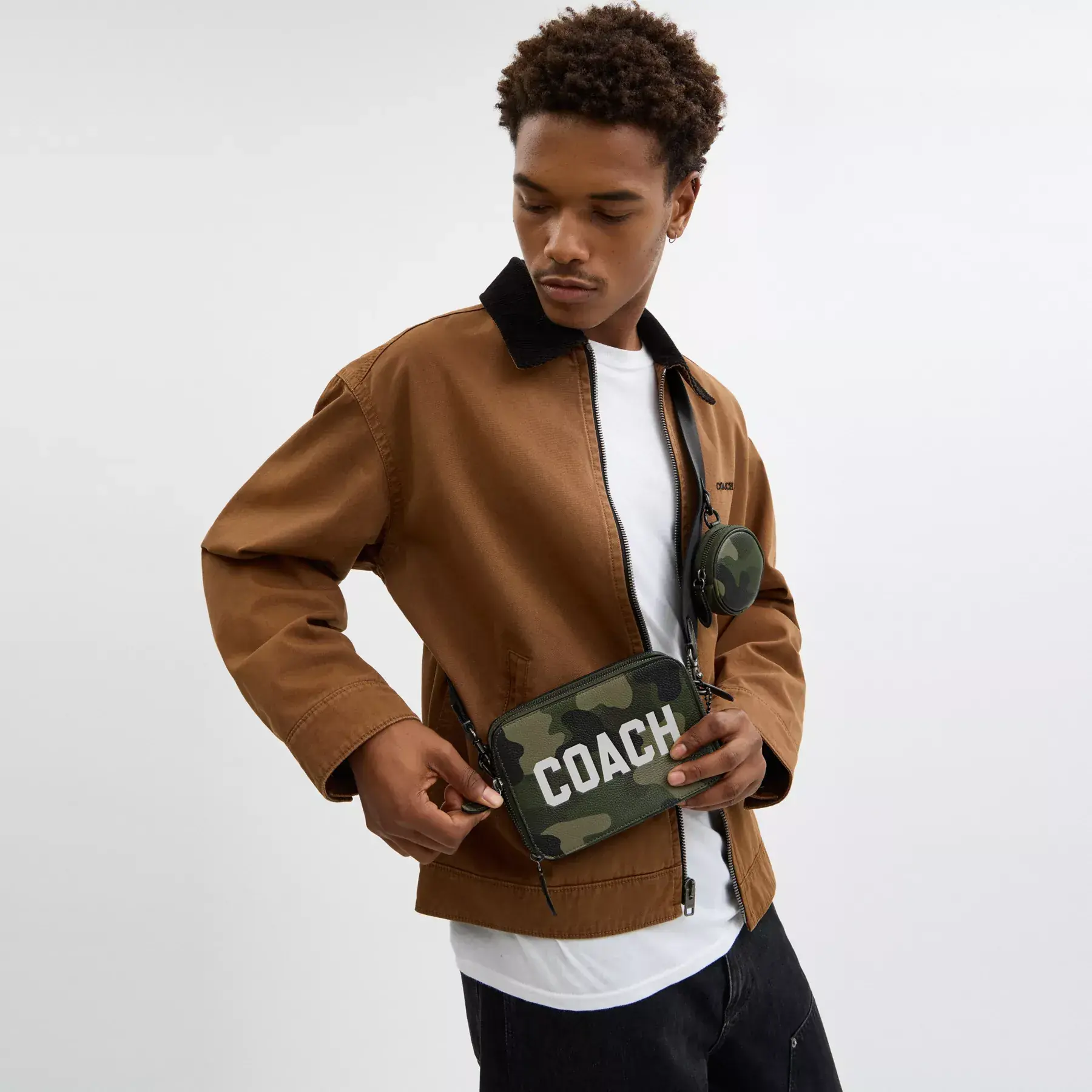 Charter Crossbody 19 With Camo Print And Coach Graphic Charter Crossbody 19 With Camo Print And Coach Graphic