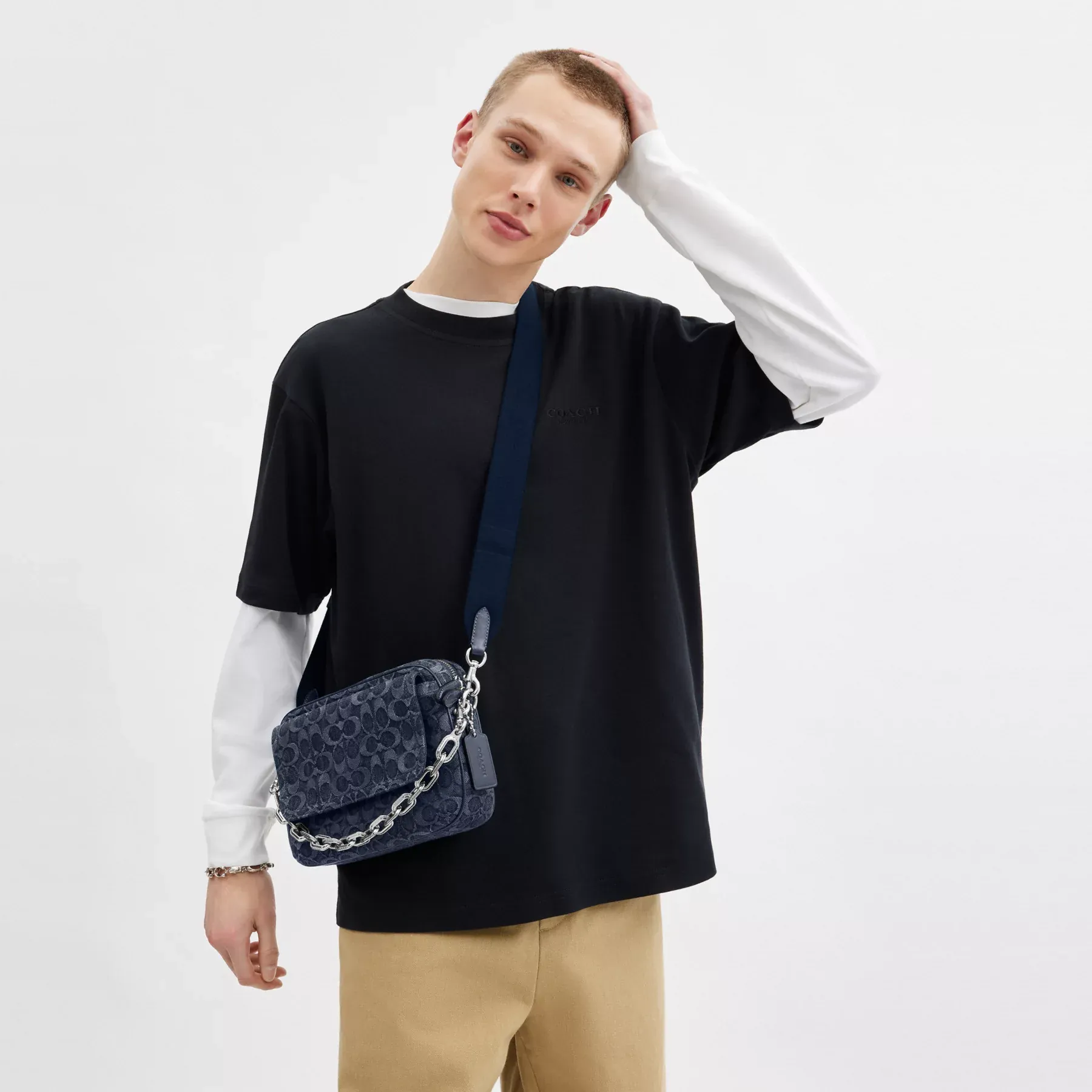 Charter Flap Crossbody Bag 24 In Signature Denim Charter Flap Crossbody Bag 24 In Signature Denim