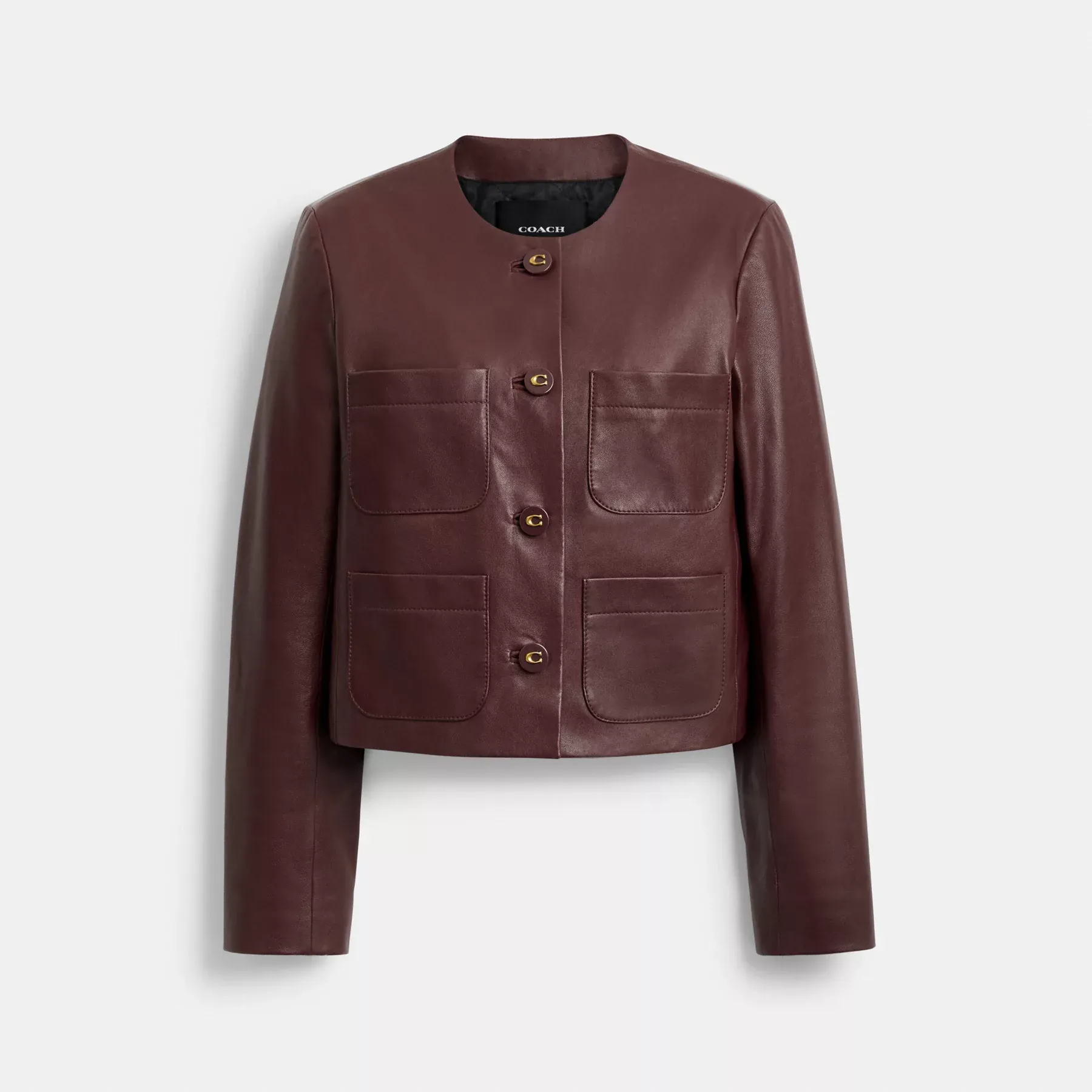 Collarless Leather Jacket Collarless Leather Jacket