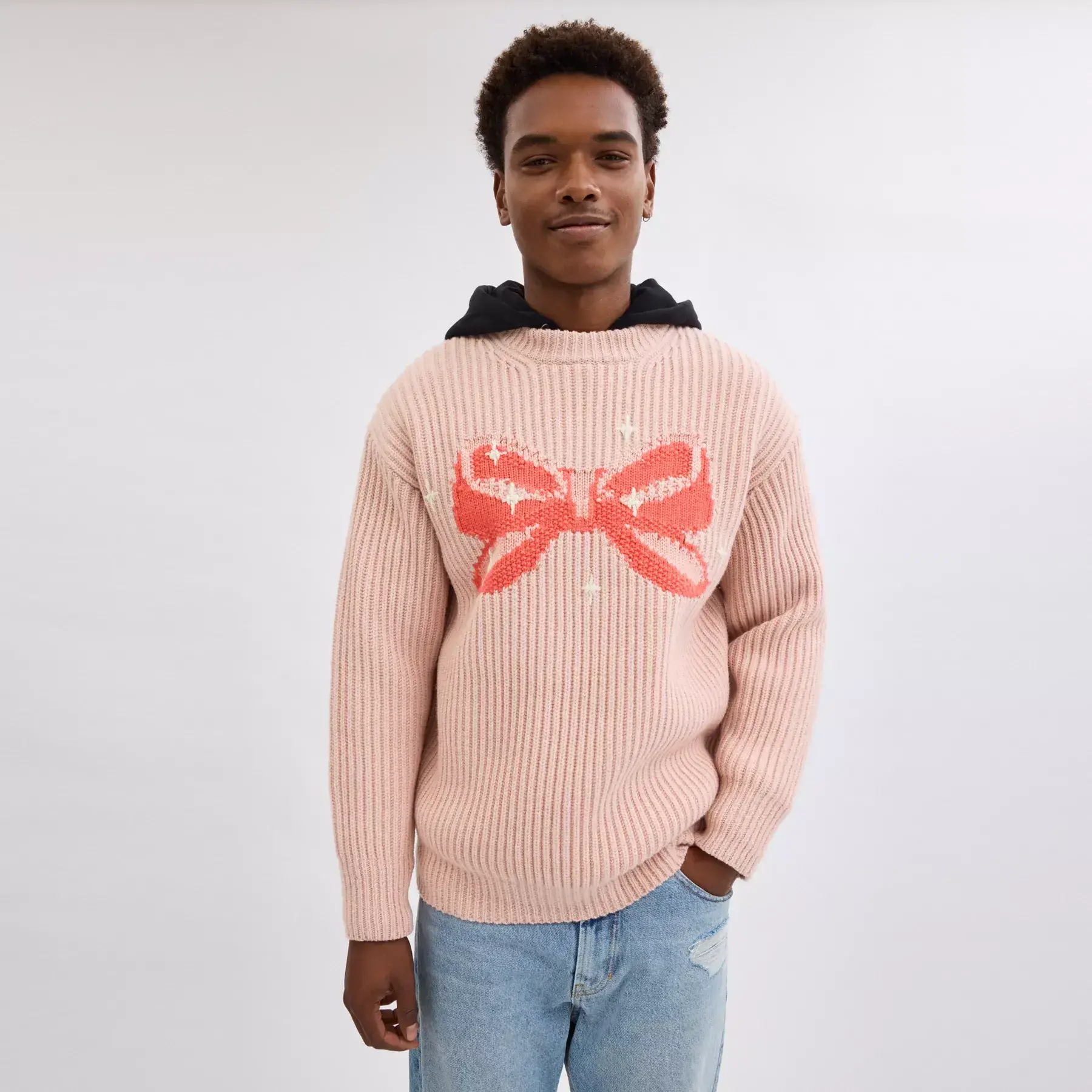 Crewneck Bow Sweater In Recycled Wool Crewneck Bow Sweater In Recycled Wool