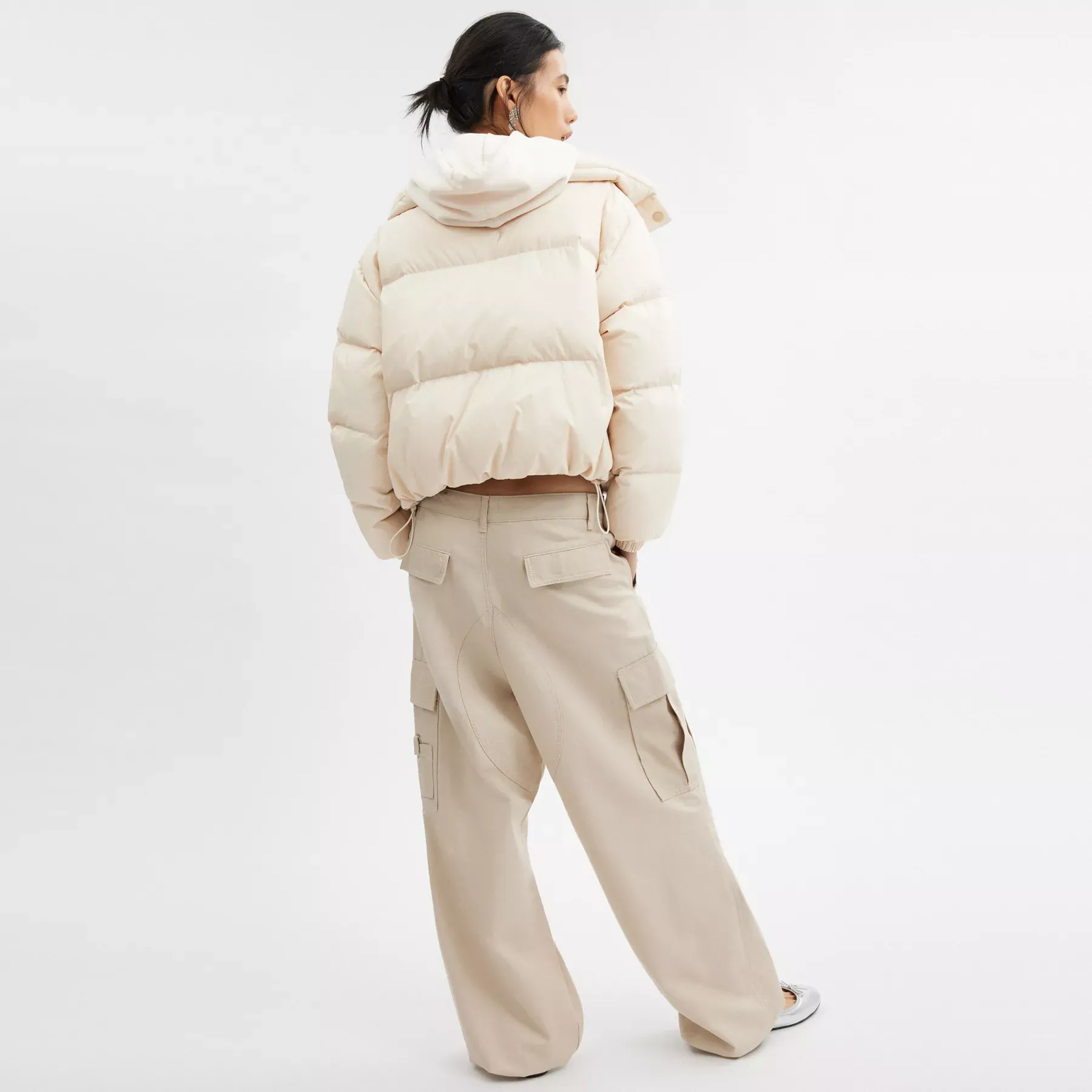 Cropped Puffer In Recycled Polyamide With Sherpa Collar Cropped Puffer In Recycled Polyamide With Sherpa Collar