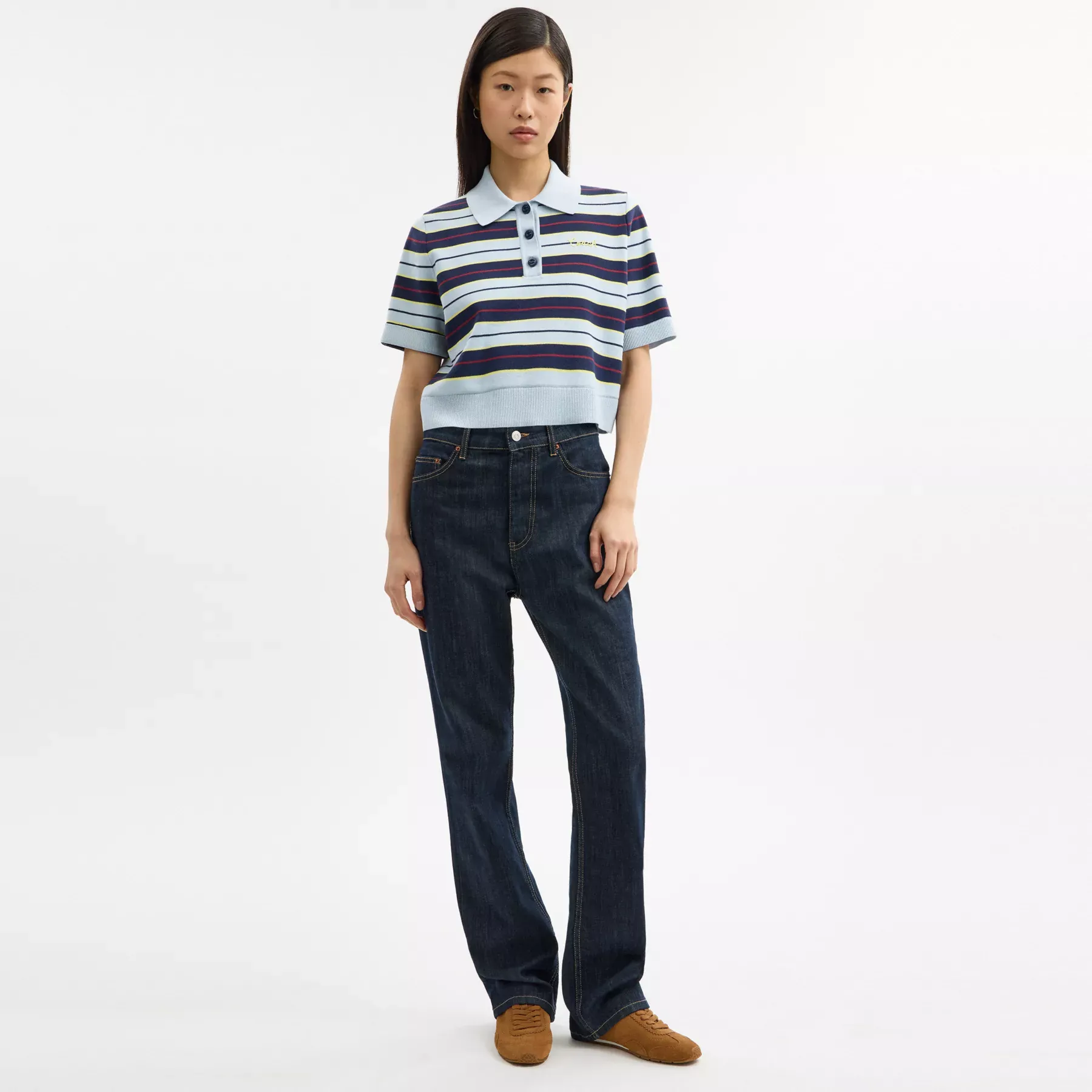 Cropped Stripe Polo Cropped Stripe Polo
