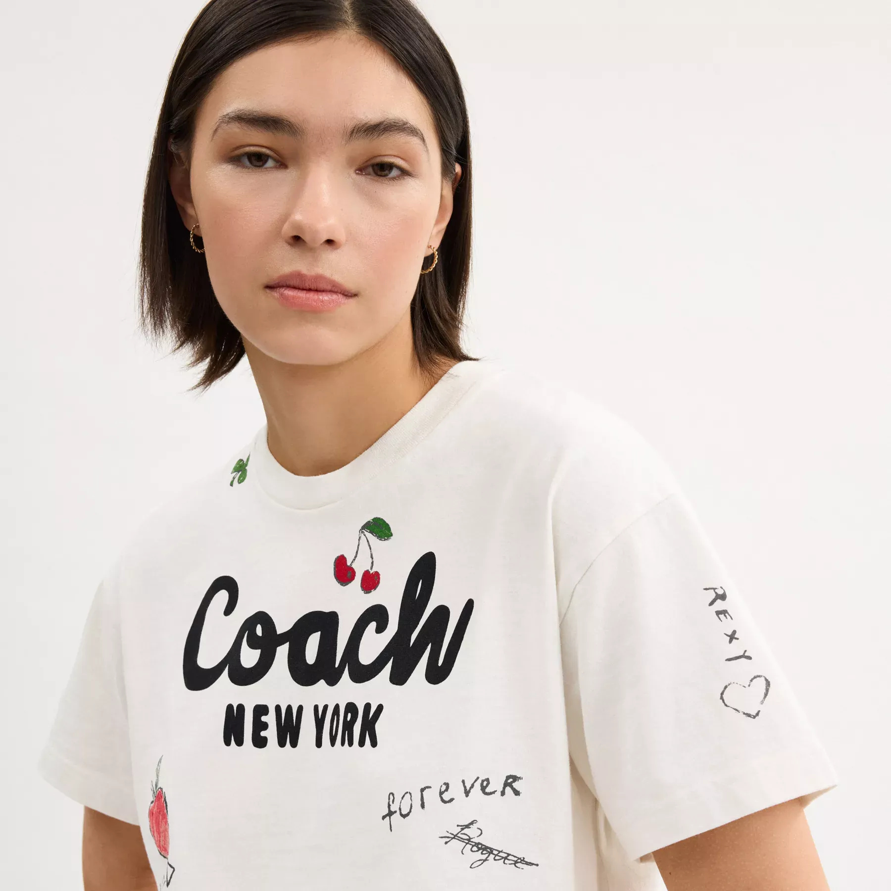 Cursive Coach Cropped Sketch Print T-Shirt Cursive Coach Cropped Sketch Print T-Shirt