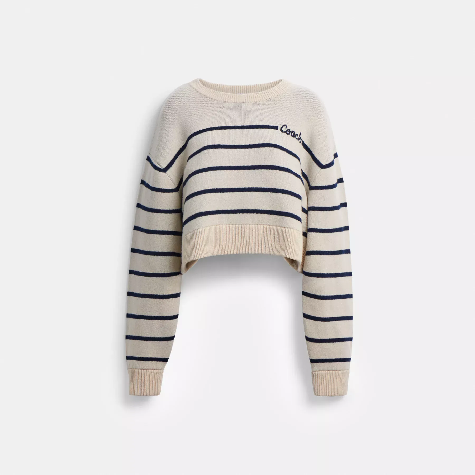 Cursive Signature Striped Cropped Sweater Cursive Signature Striped Cropped Sweater