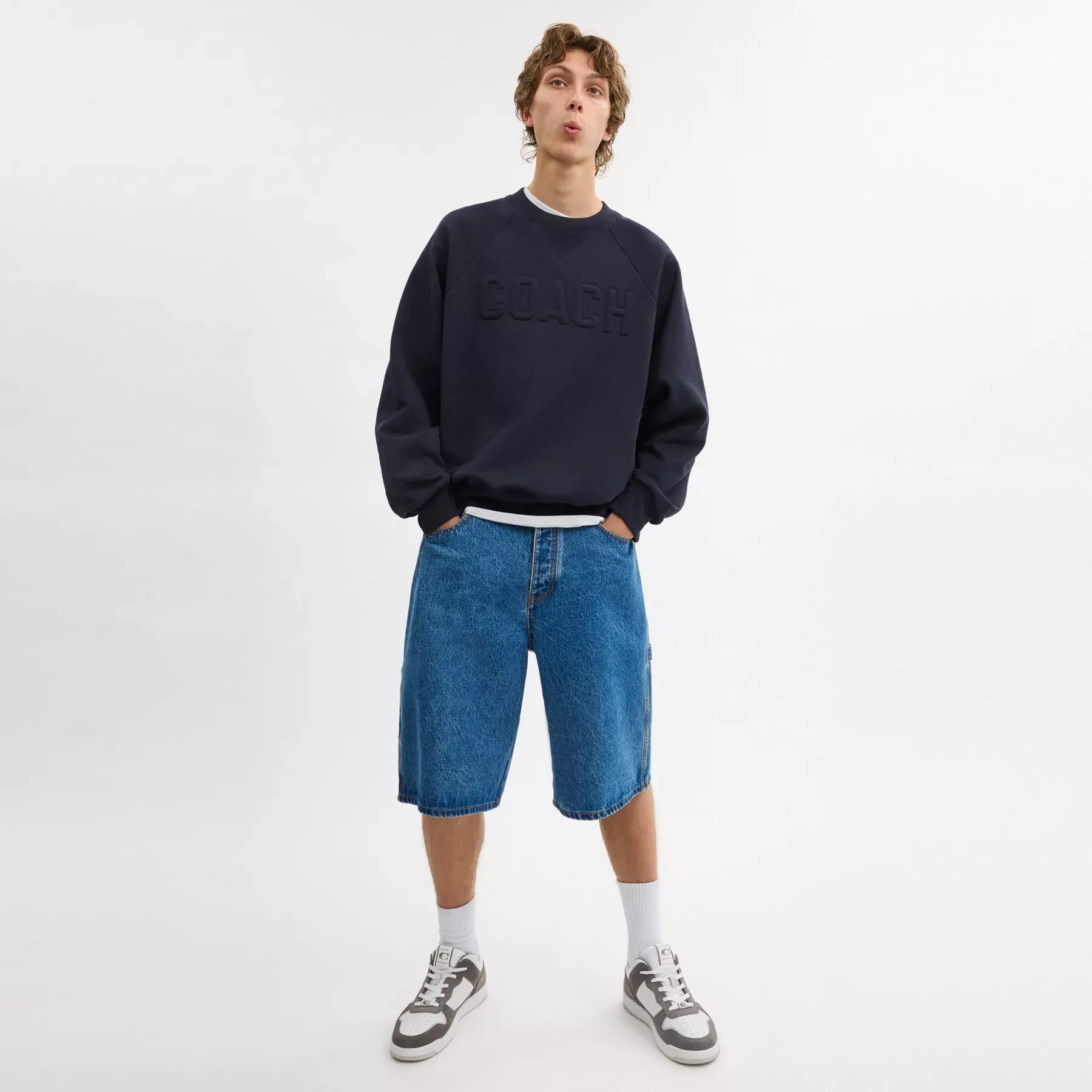 Debossed Raglan Crewneck Sweatshirt
