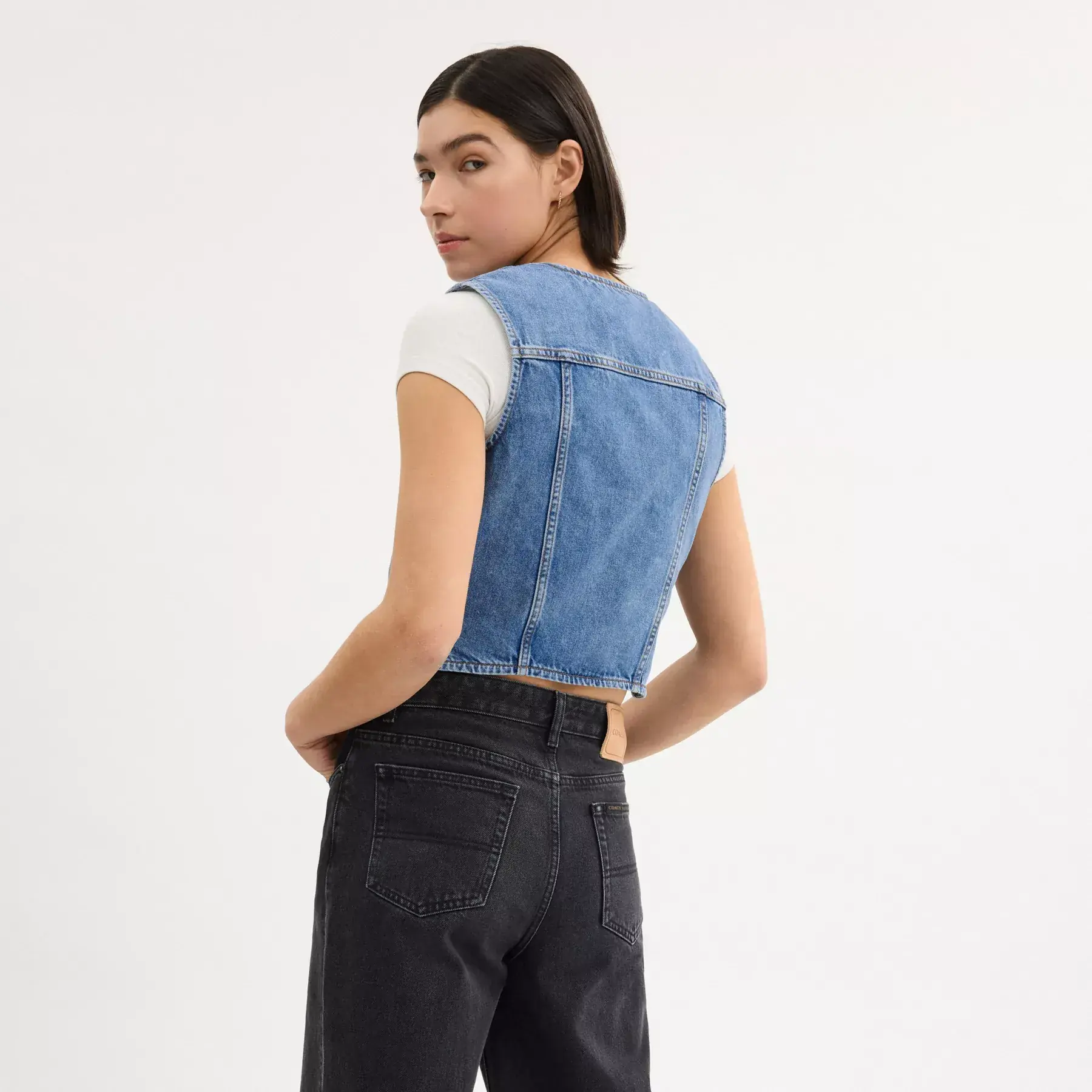 Denim Vest In Organic Cotton Denim Vest In Organic Cotton