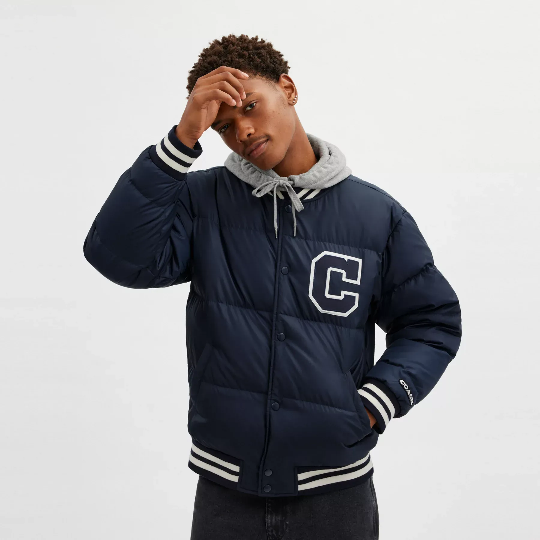 Down Varsity Jacket In Recycled Polyester Down Varsity Jacket In Recycled Polyester
