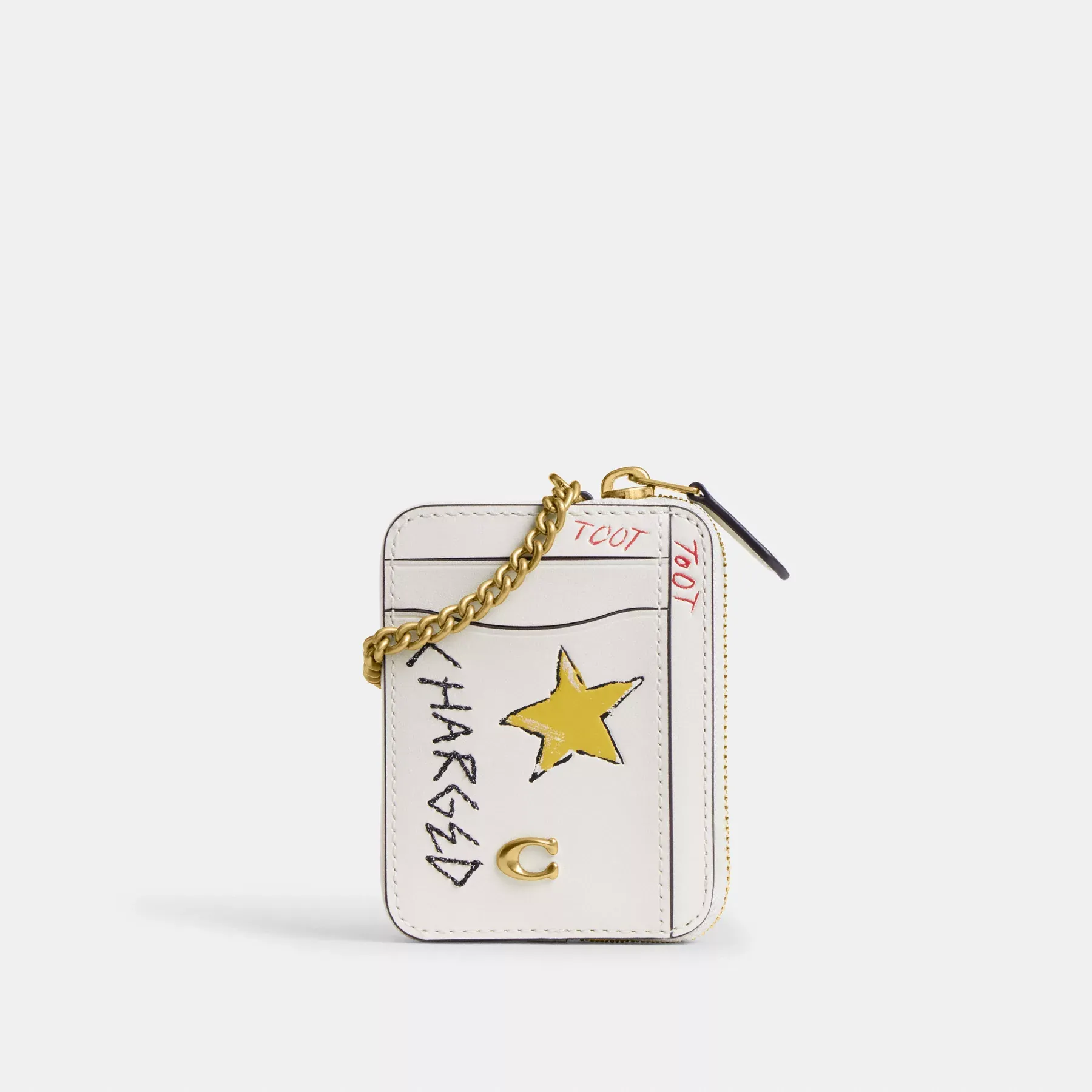 Essential Chain Card Case With Sketch Print