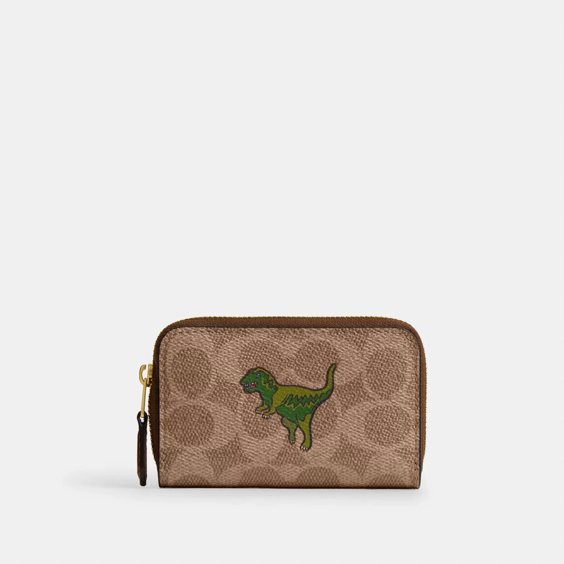 Essential Small Zip Around Card Case In Signature Canvas With Rexy Print Essential Small Zip Around Card Case In Signature Canvas With Rexy Print