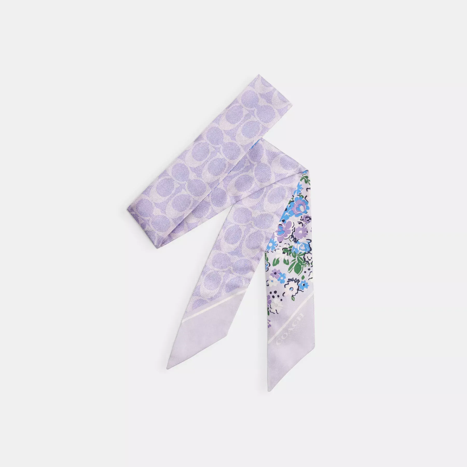 Floral Print Silk Skinny Scarf Floral Print Silk Skinny Scarf
