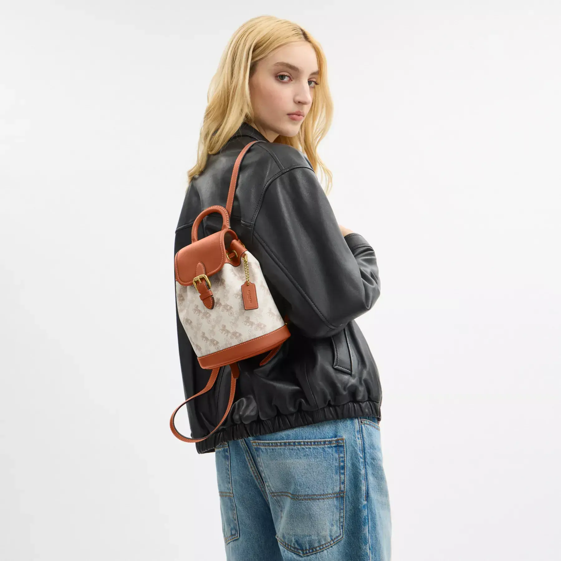 Harper Backpack With Horse And Carriage Print Harper Backpack With Horse And Carriage Print