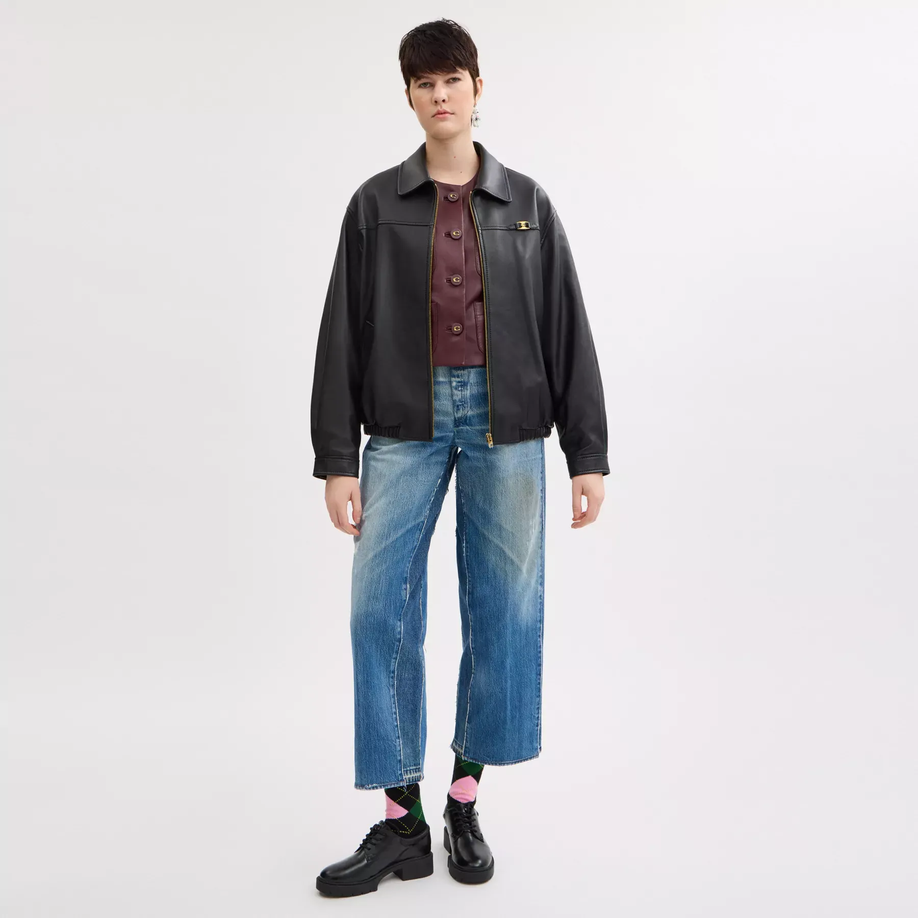 Heritage C Plaque Oversized Leather Jacket Heritage C Plaque Oversized Leather Jacket