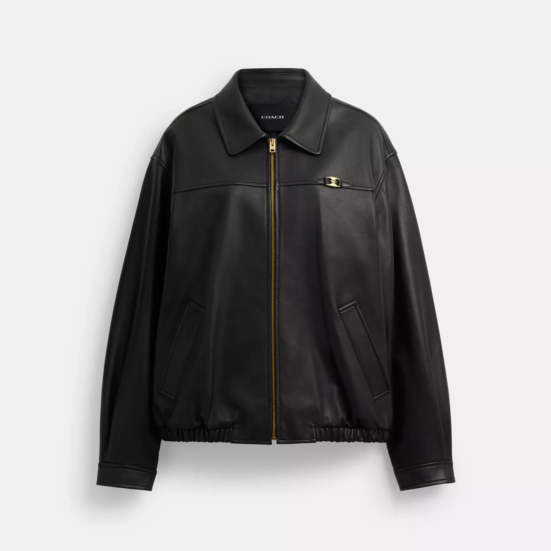 Heritage C Plaque Oversized Leather Jacket Heritage C Plaque Oversized Leather Jacket