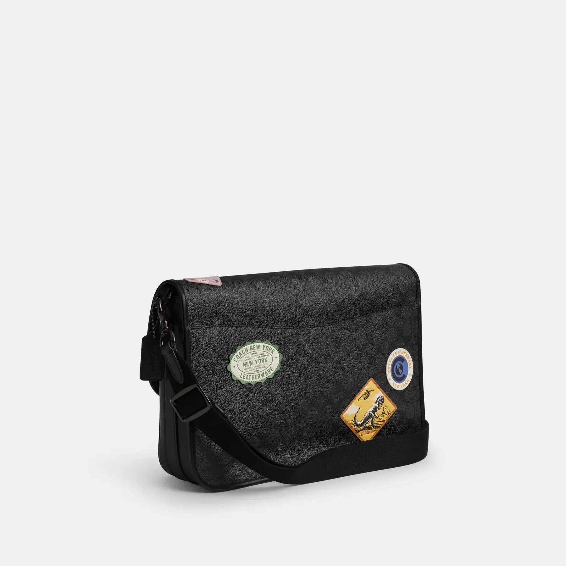 Hitch Messenger Bag In Signature Canvas With Patches Hitch Messenger Bag In Signature Canvas With Patches