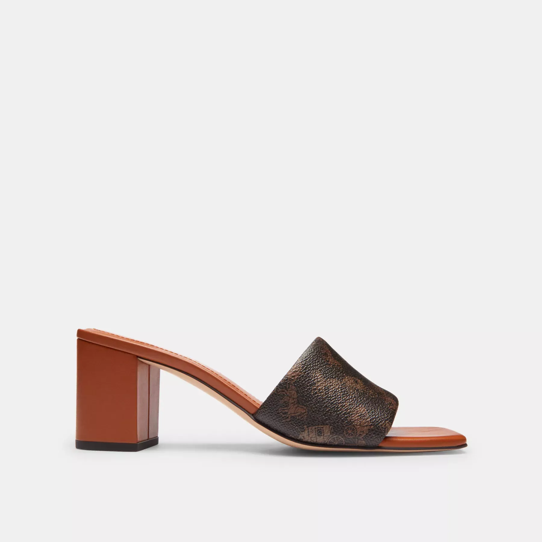 Holly Block Heel Sandal With Horse And Carriage Print Holly Block Heel Sandal With Horse And Carriage Print