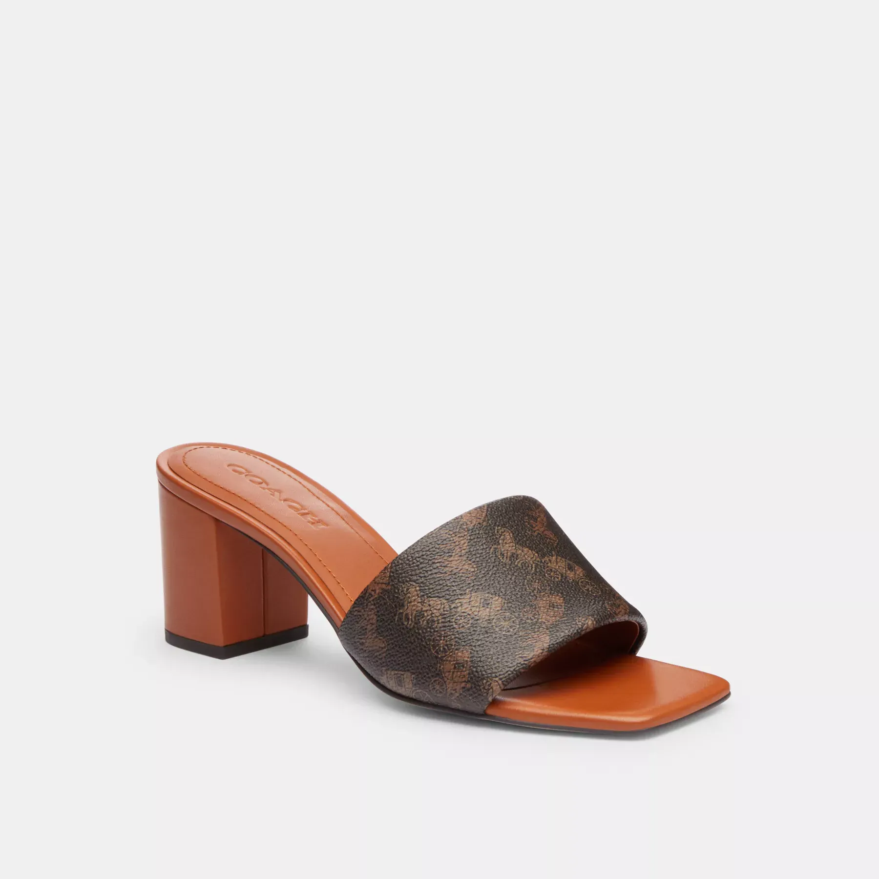 Holly Block Heel Sandal With Horse And Carriage Print Holly Block Heel Sandal With Horse And Carriage Print