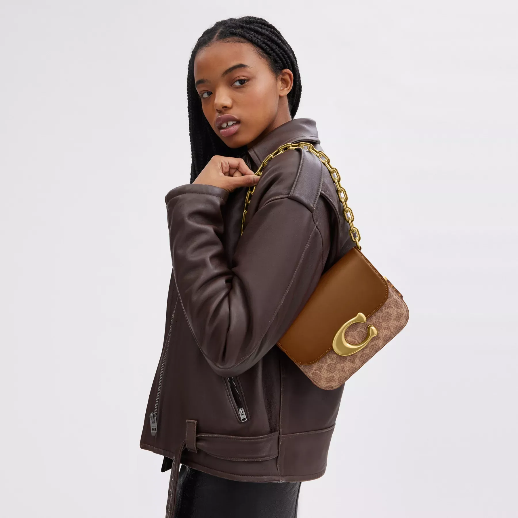 Idol Bag In Signature Canvas With Snakeskin Detail Idol Bag In Signature Canvas With Snakeskin Detail