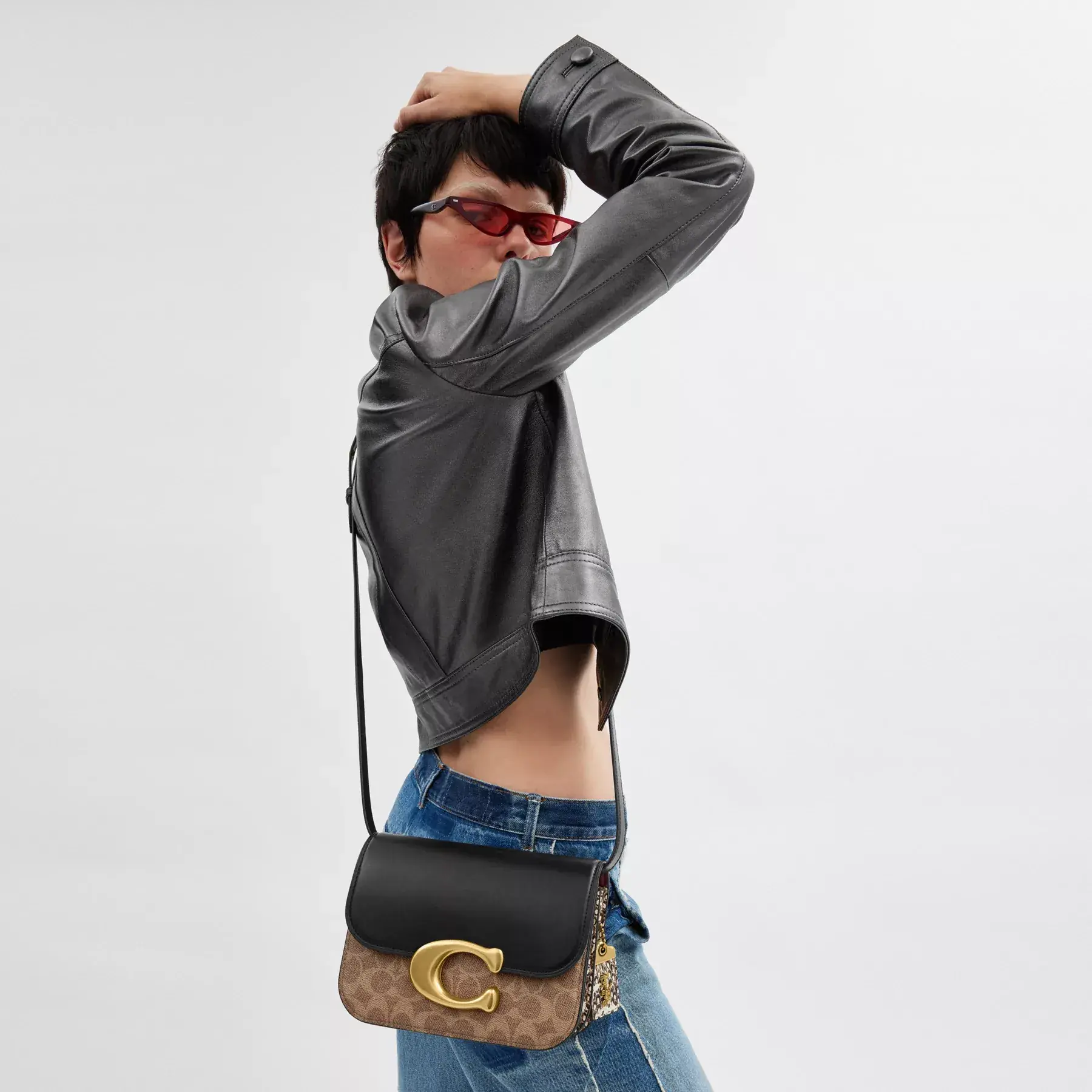 Idol Bag In Signature Canvas With Snakeskin Detail Idol Bag In Signature Canvas With Snakeskin Detail