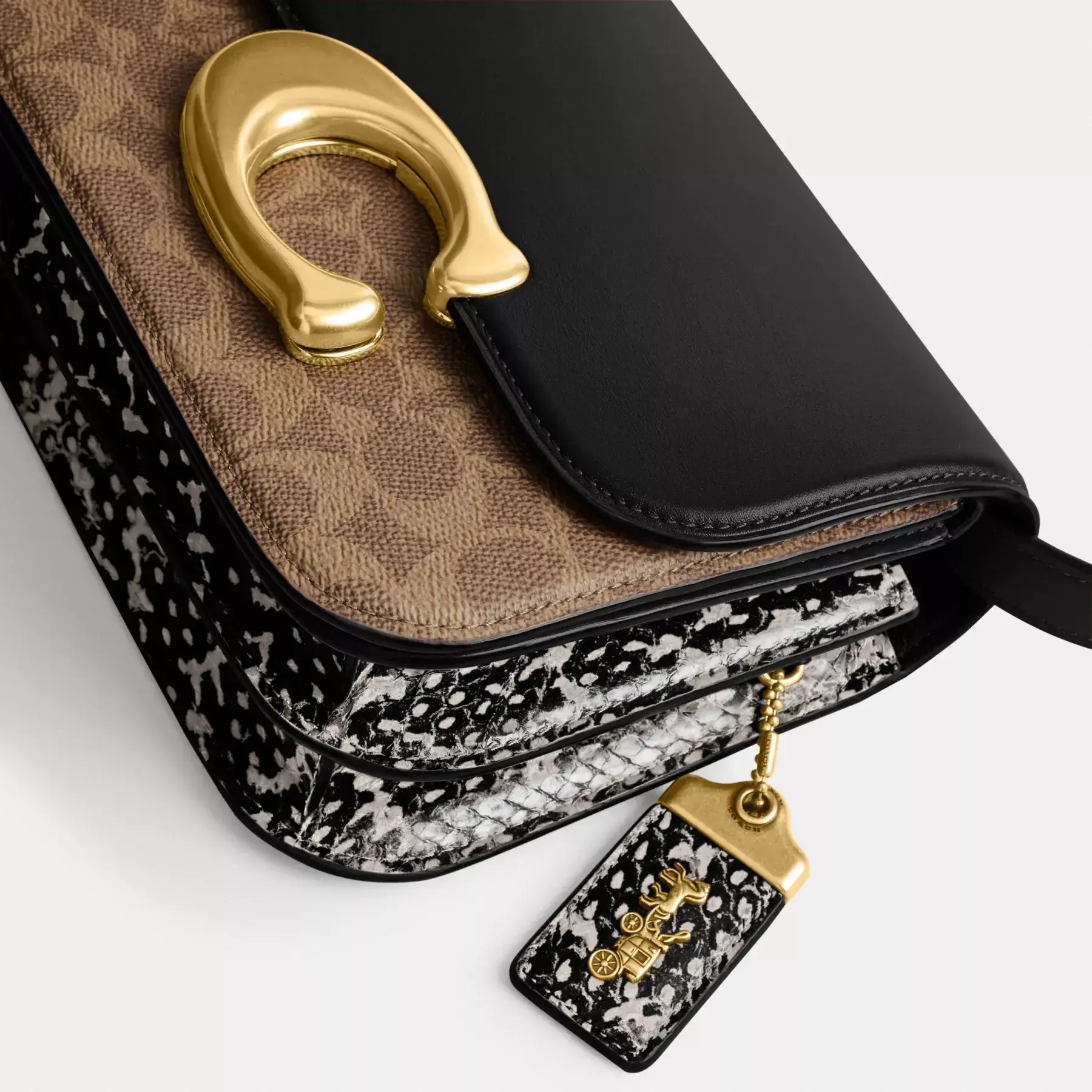 Idol Bag In Signature Canvas With Snakeskin Detail Idol Bag In Signature Canvas With Snakeskin Detail
