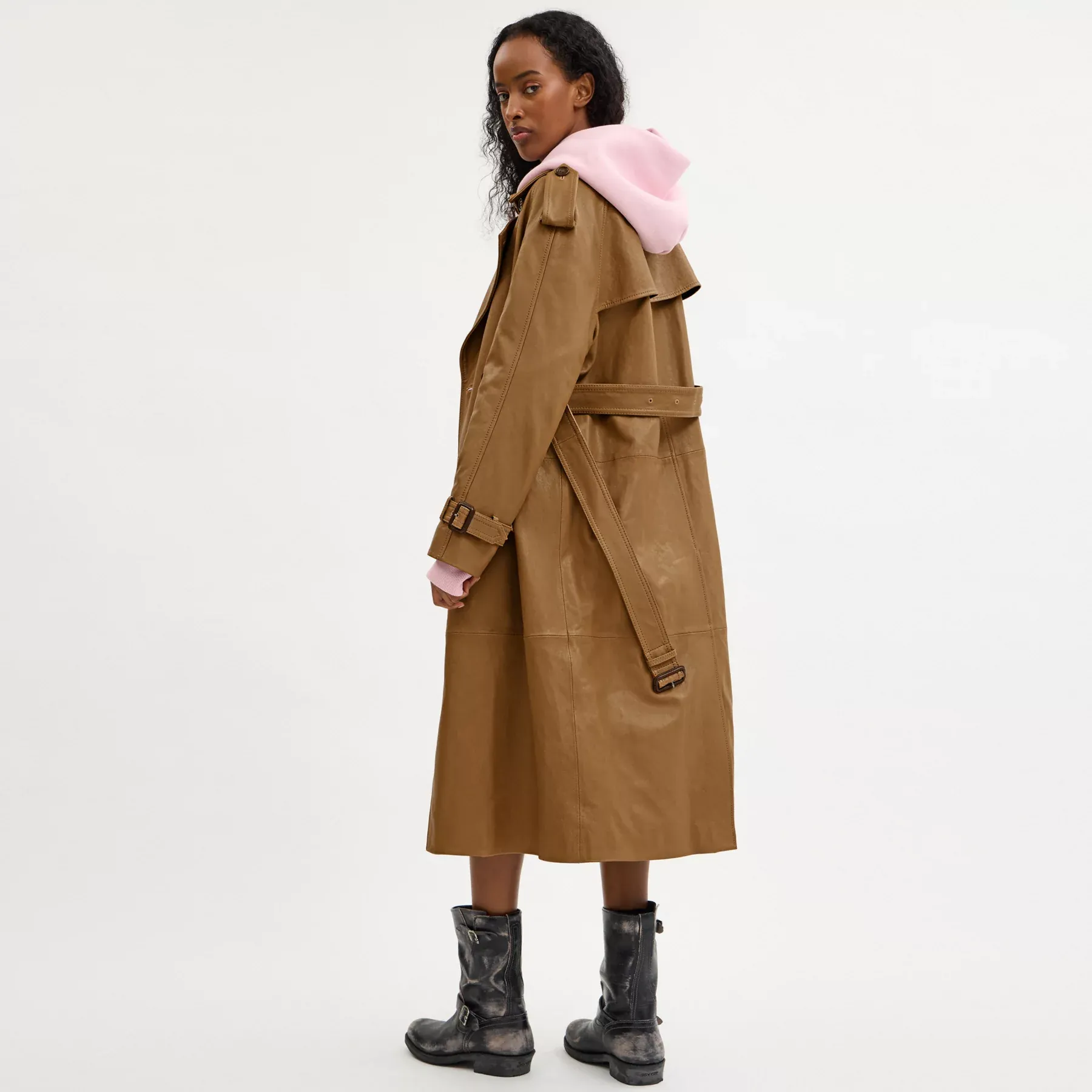Leather Double Breasted Trench Coat Leather Double Breasted Trench Coat