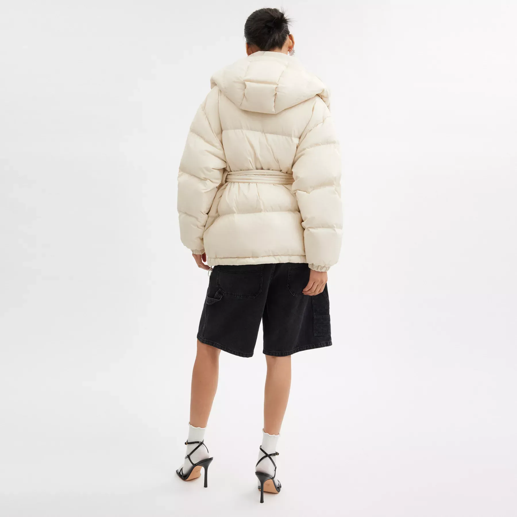 Mid Length Belted Down Jacket In Recycled Polyamide Mid Length Belted Down Jacket In Recycled Polyamide