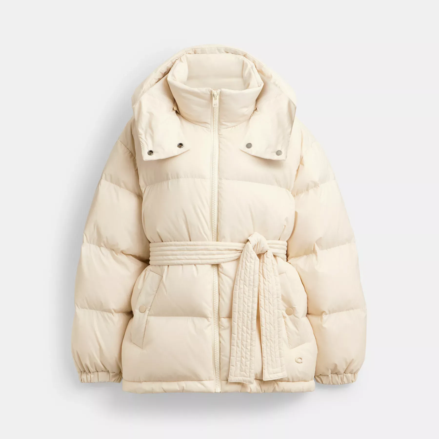 Mid Length Belted Down Jacket In Recycled Polyamide Mid Length Belted Down Jacket In Recycled Polyamide