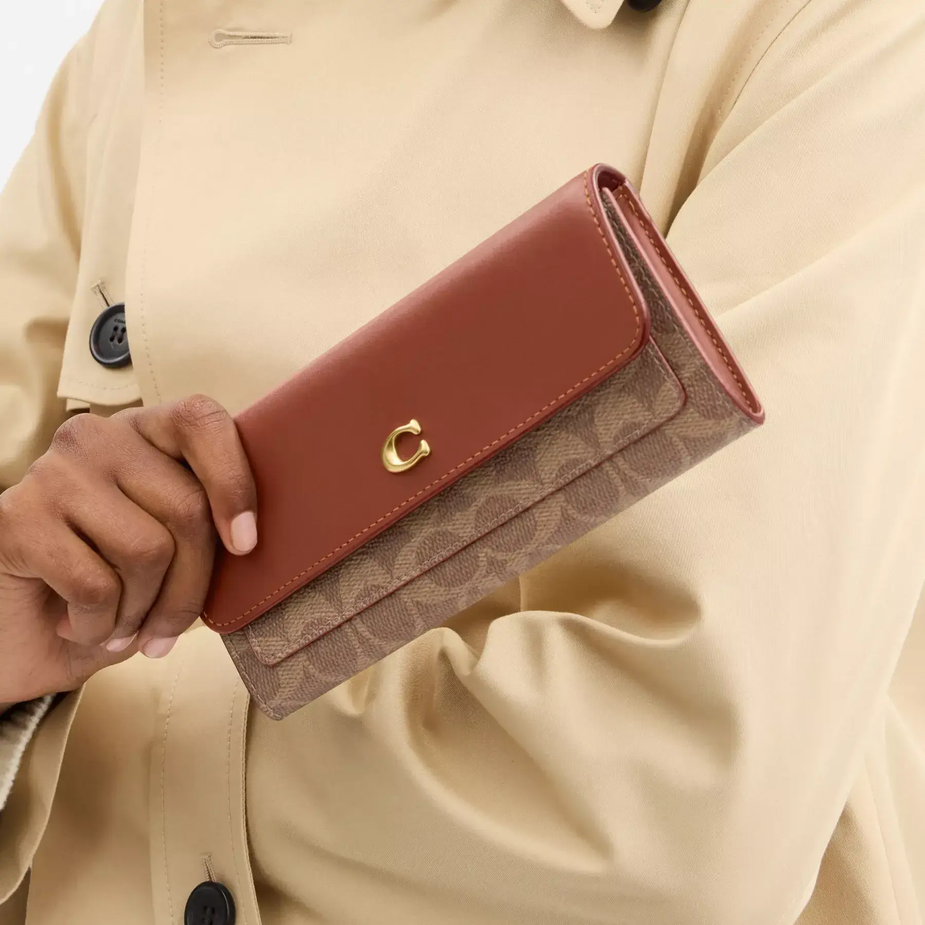 Mila Long Flap Wallet In Signature Canvas Mila Long Flap Wallet In Signature Canvas