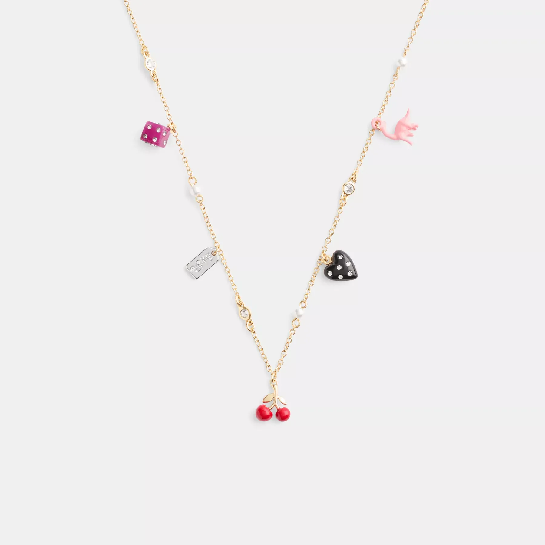 Mini Heart And Dice Charm Necklace Mini Heart And Dice Charm Necklace
