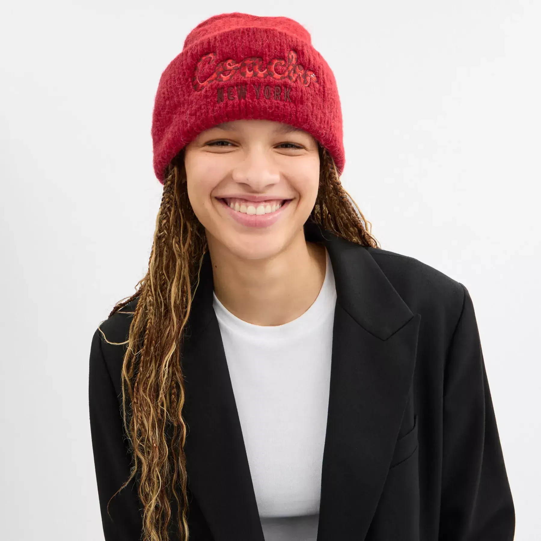 New Year Beanie With Embroidered Coach Snake Script New Year Beanie With Embroidered Coach Snake Script