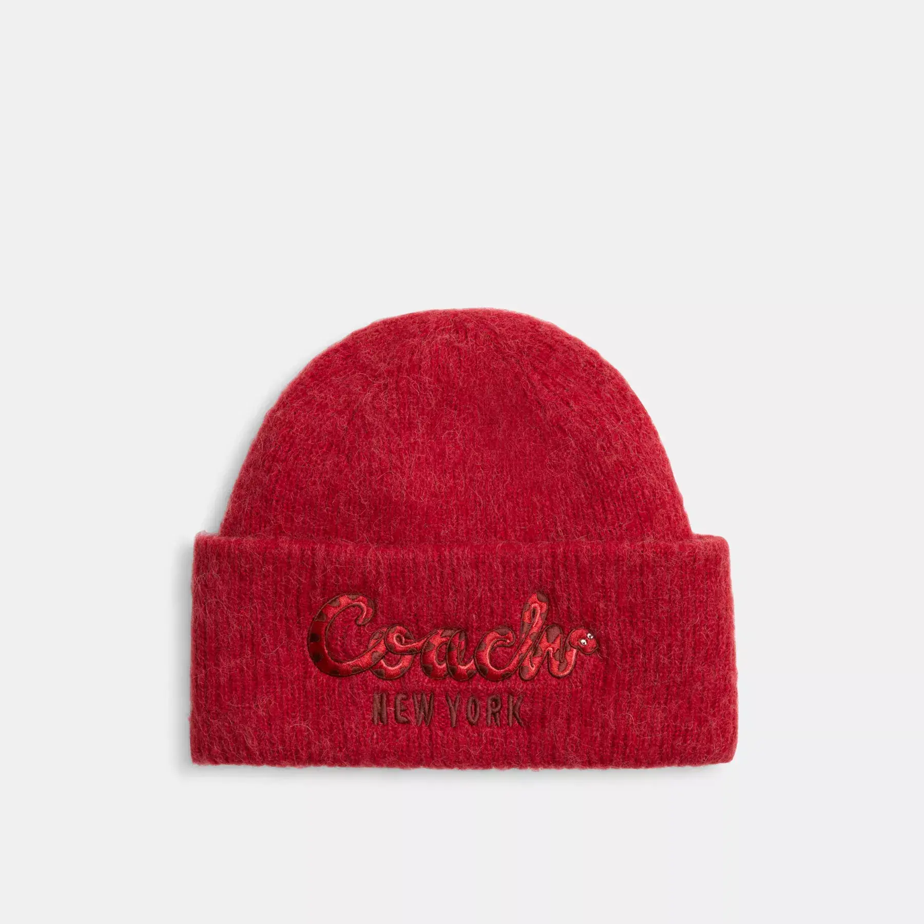New Year Beanie With Embroidered Coach Snake Script New Year Beanie With Embroidered Coach Snake Script