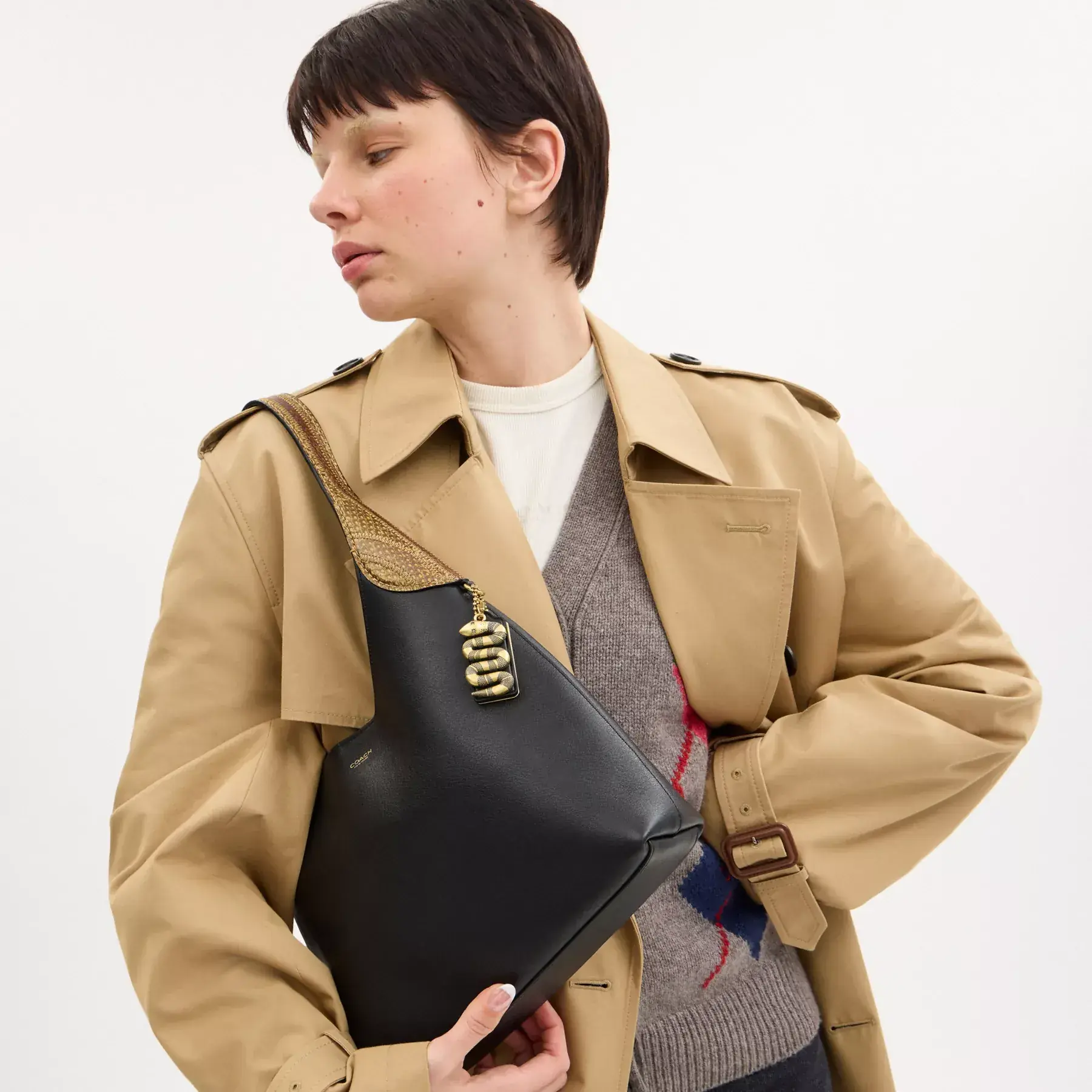 New Year Brooklyn Shoulder Bag 28 With Snakeskin Detail New Year Brooklyn Shoulder Bag 28 With Snakeskin Detail