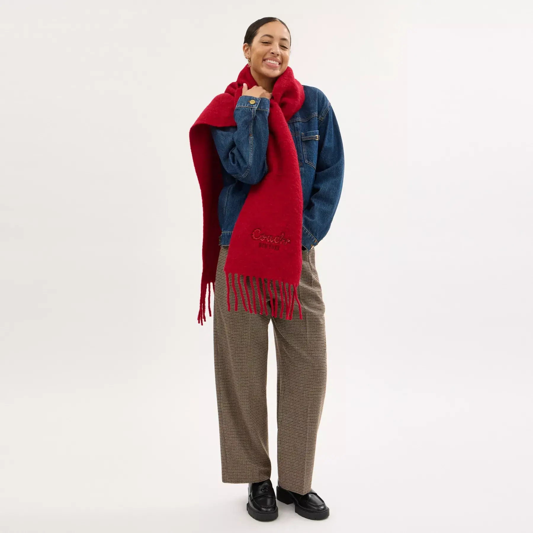 New Year Oversized Muffler With Embroidered Coach Snake Script New Year Oversized Muffler With Embroidered Coach Snake Script