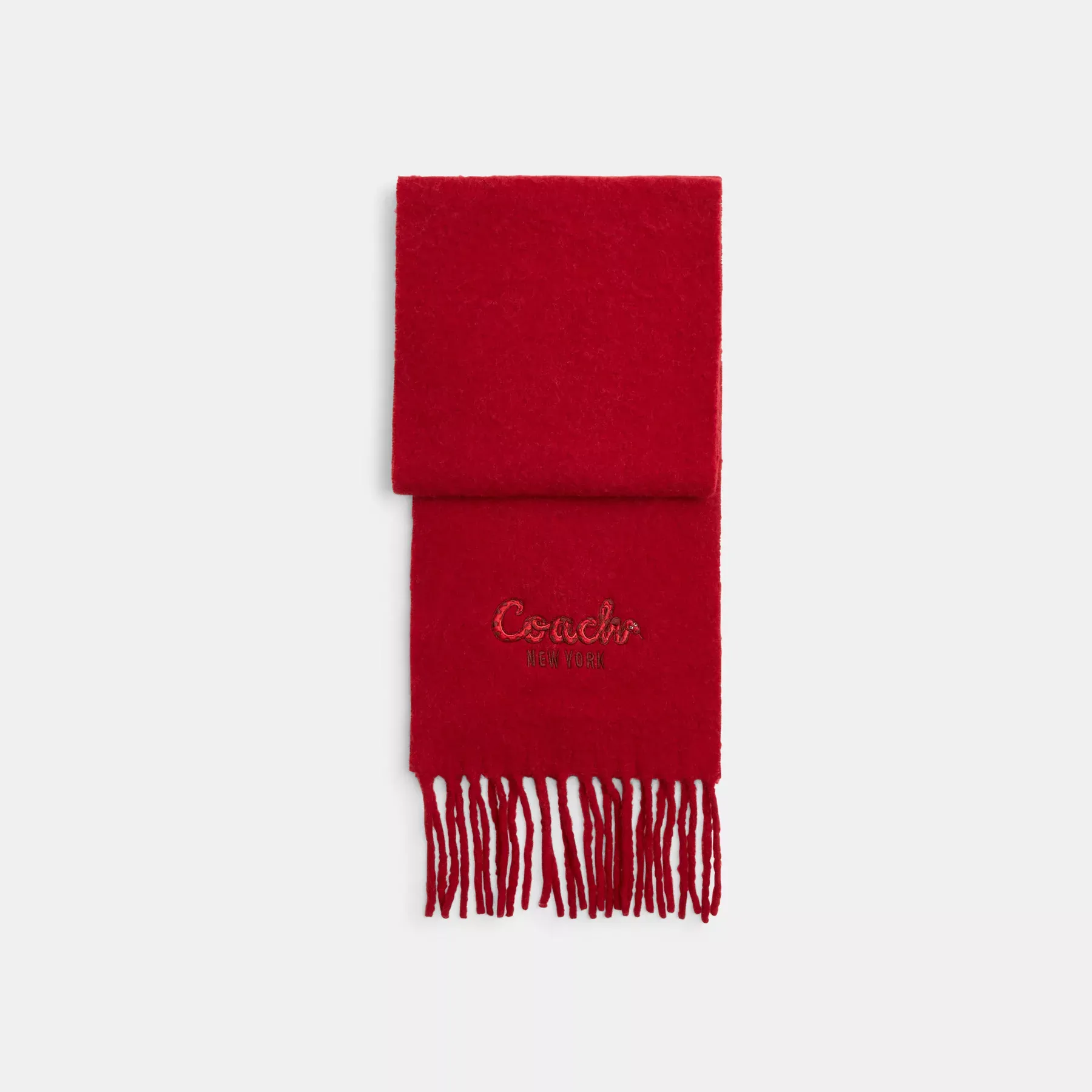 New Year Oversized Muffler With Embroidered Coach Snake Script New Year Oversized Muffler With Embroidered Coach Snake Script