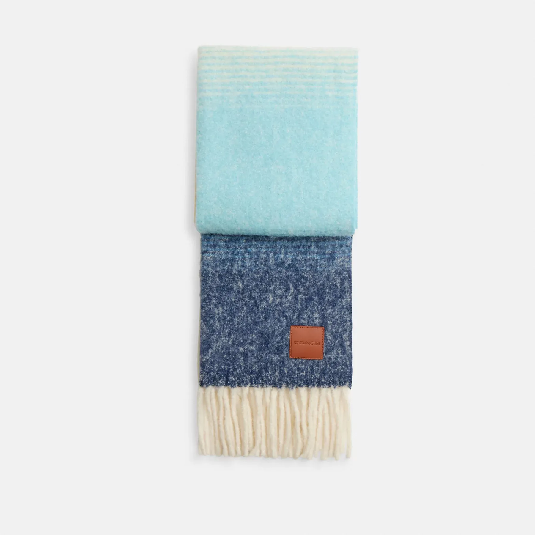 Ombre Muffler With Leather Patch Ombre Muffler With Leather Patch