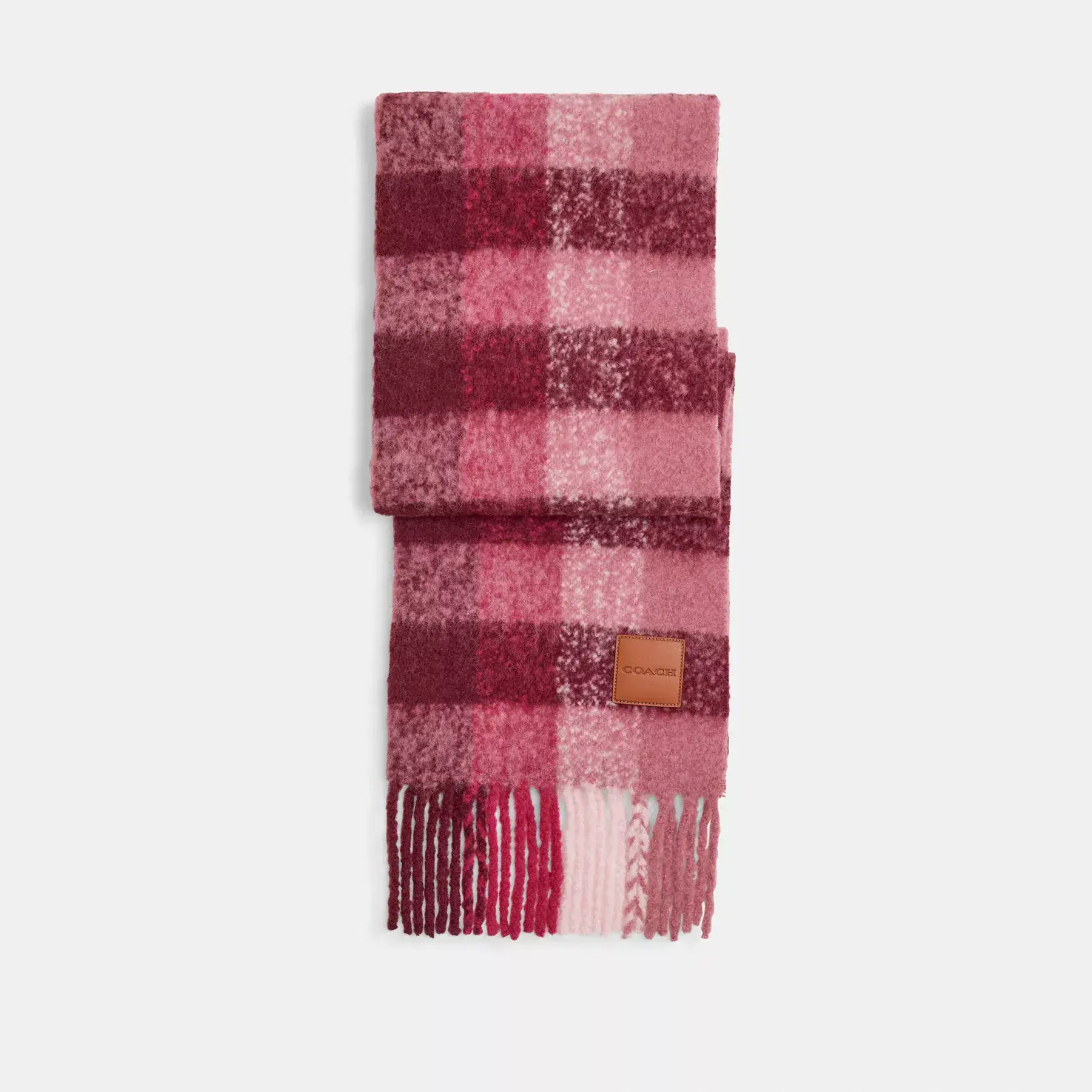 Oversized Plaid Muffler With Leather Patch Oversized Plaid Muffler With Leather Patch