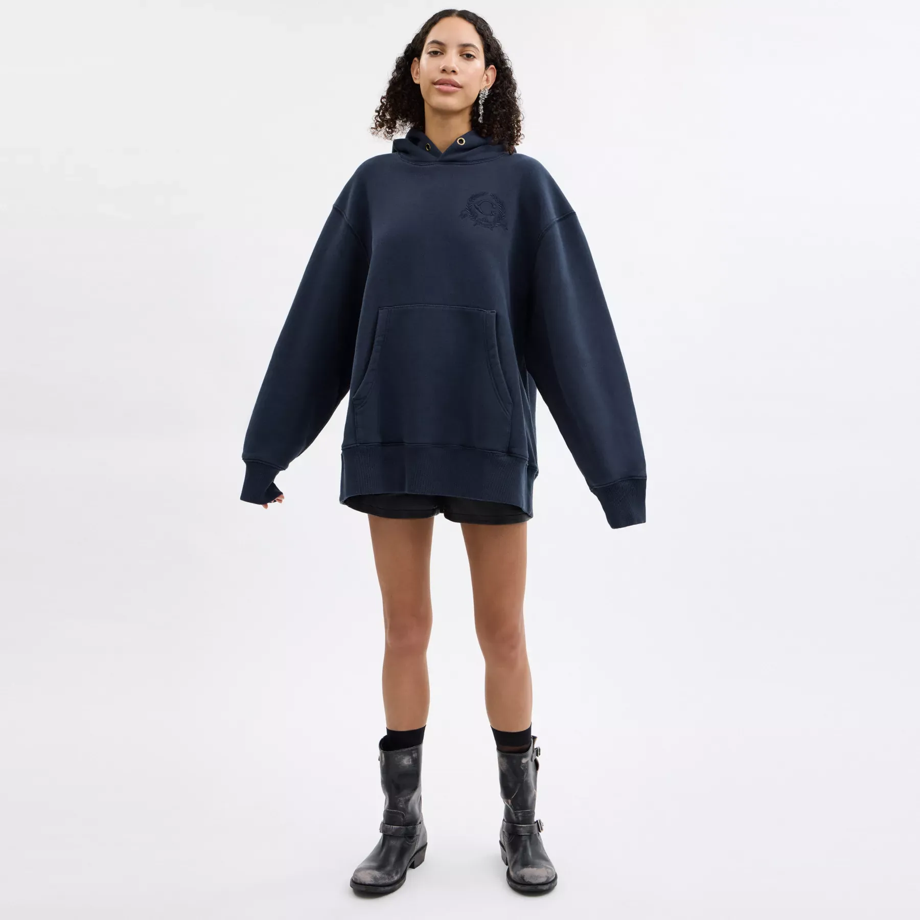Oversized Signature Crest Hoodie In Organic Cotton Oversized Signature Crest Hoodie In Organic Cotton
