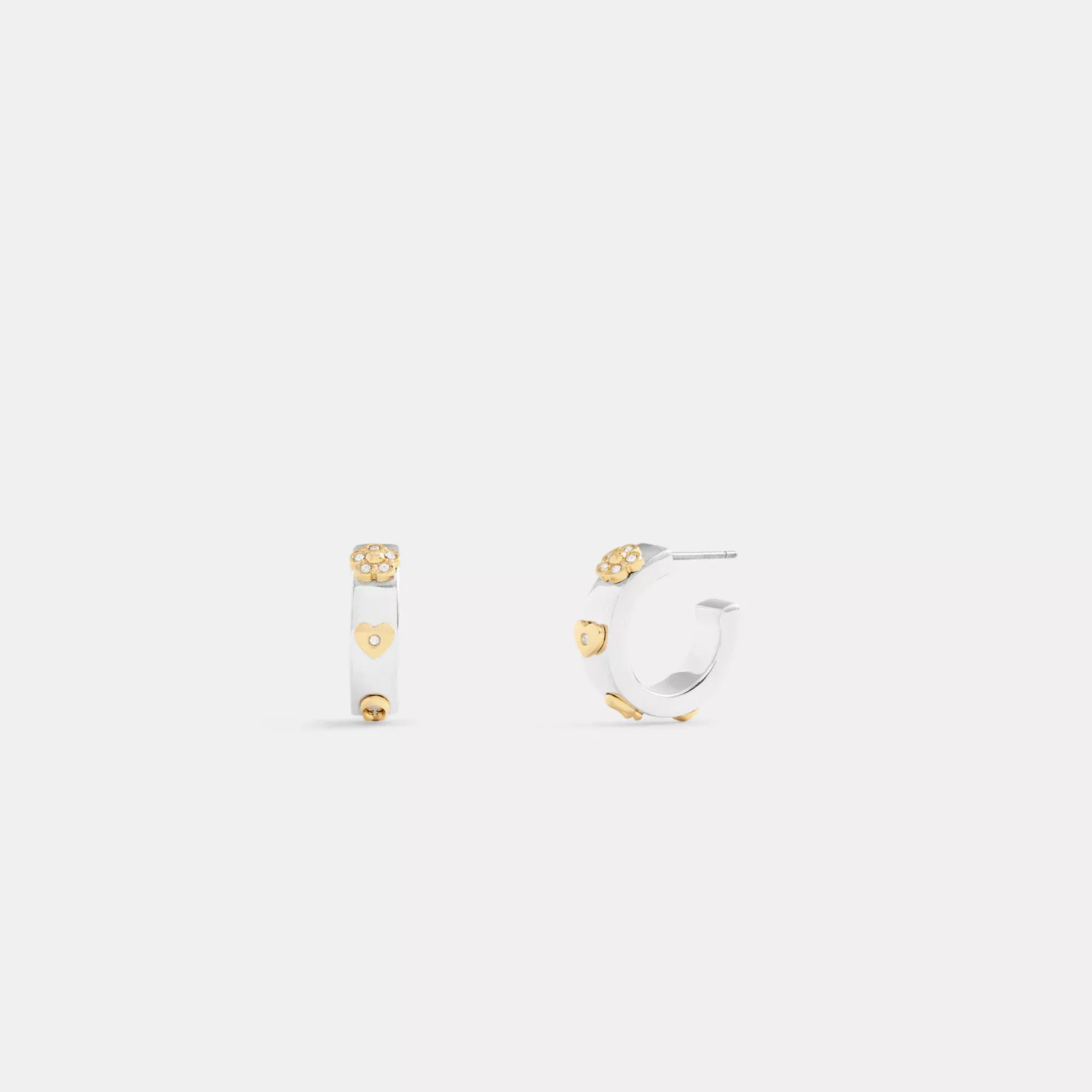 Pavé Tea Rose And Heart Hoop Earrings