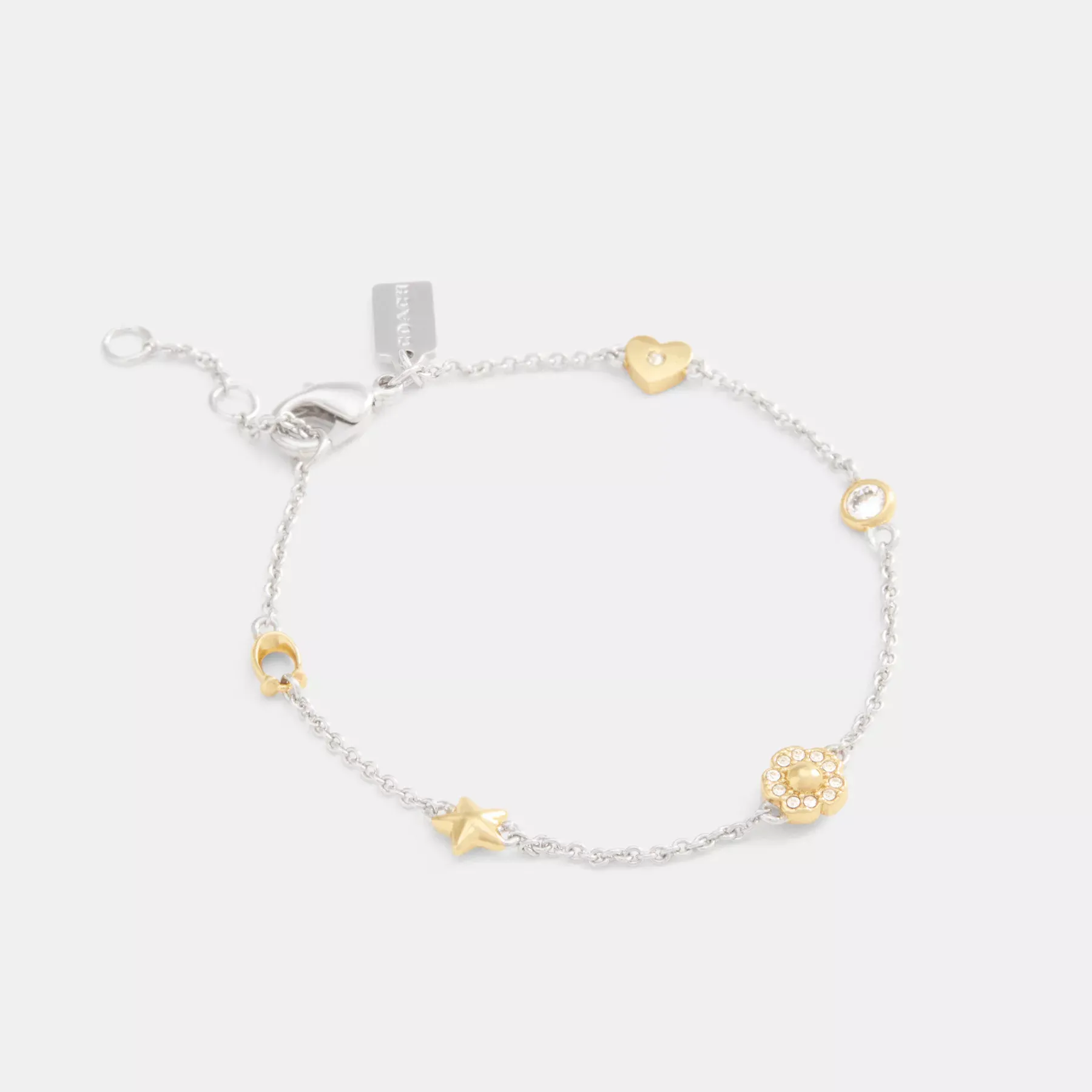 Pavé Tea Rose And Heart Linear Bracelet Pavé Tea Rose And Heart Linear Bracelet