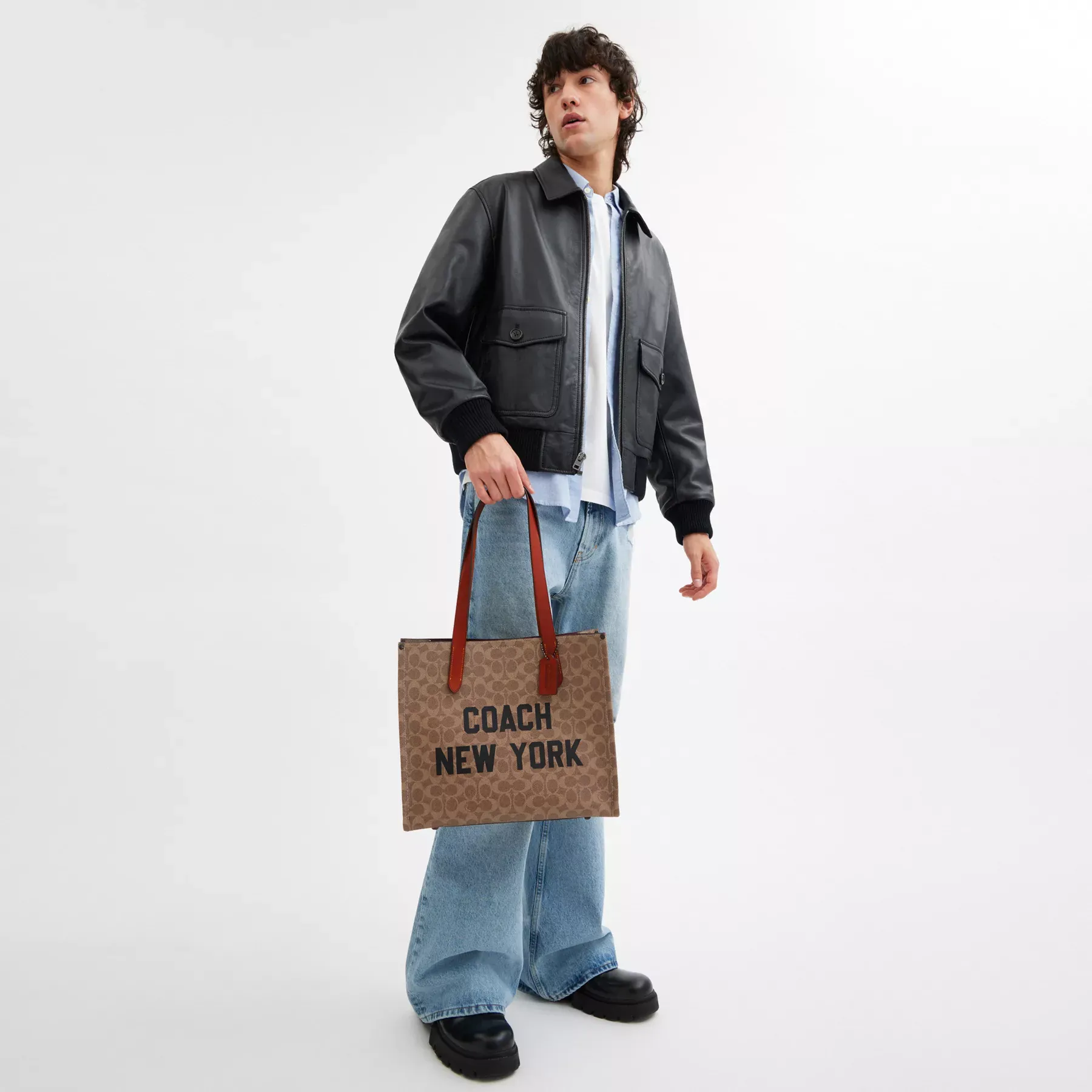 Relay Tote Bag 34 In Signature Canvas With Coach Graphic Relay Tote Bag 34 In Signature Canvas With Coach Graphic