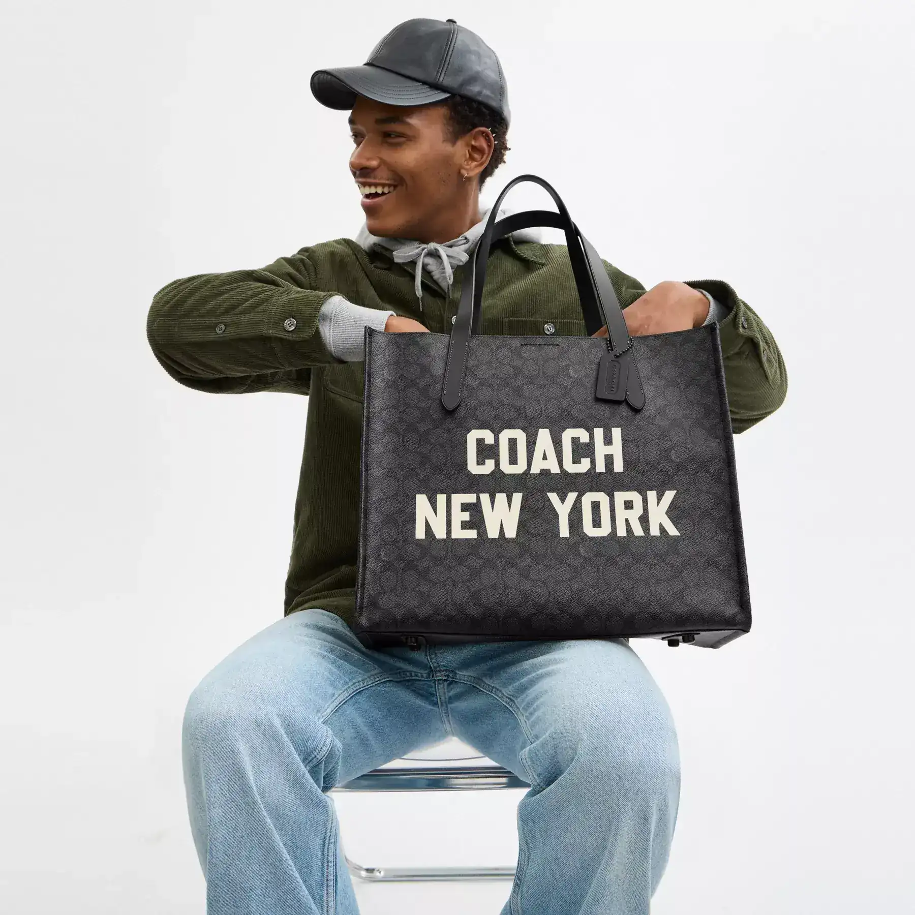Relay Tote Bag In Signature Canvas With Coach Graphic Relay Tote Bag In Signature Canvas With Coach Graphic