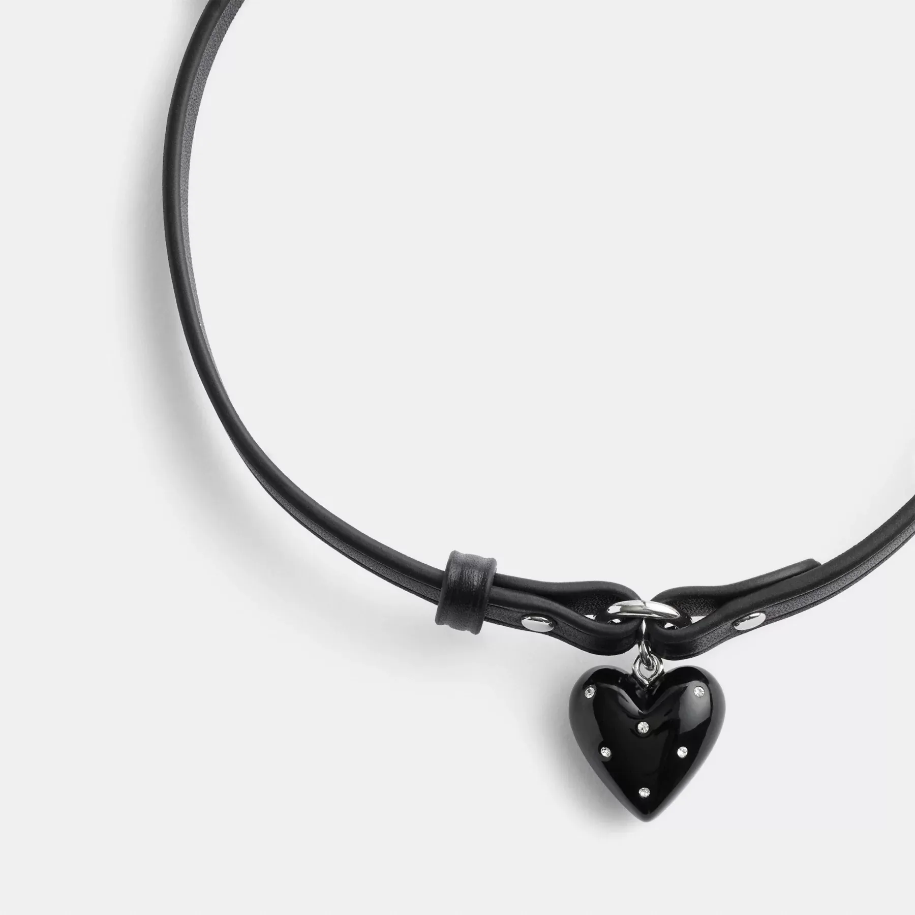 Resin Heart Charm Leather Choker Resin Heart Charm Leather Choker