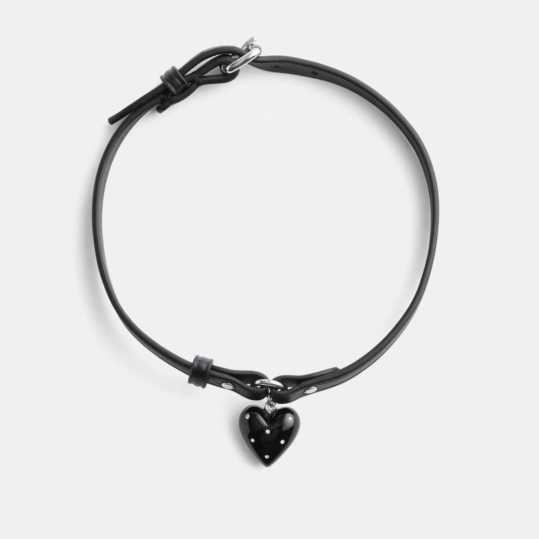 Resin Heart Charm Leather Choker Resin Heart Charm Leather Choker