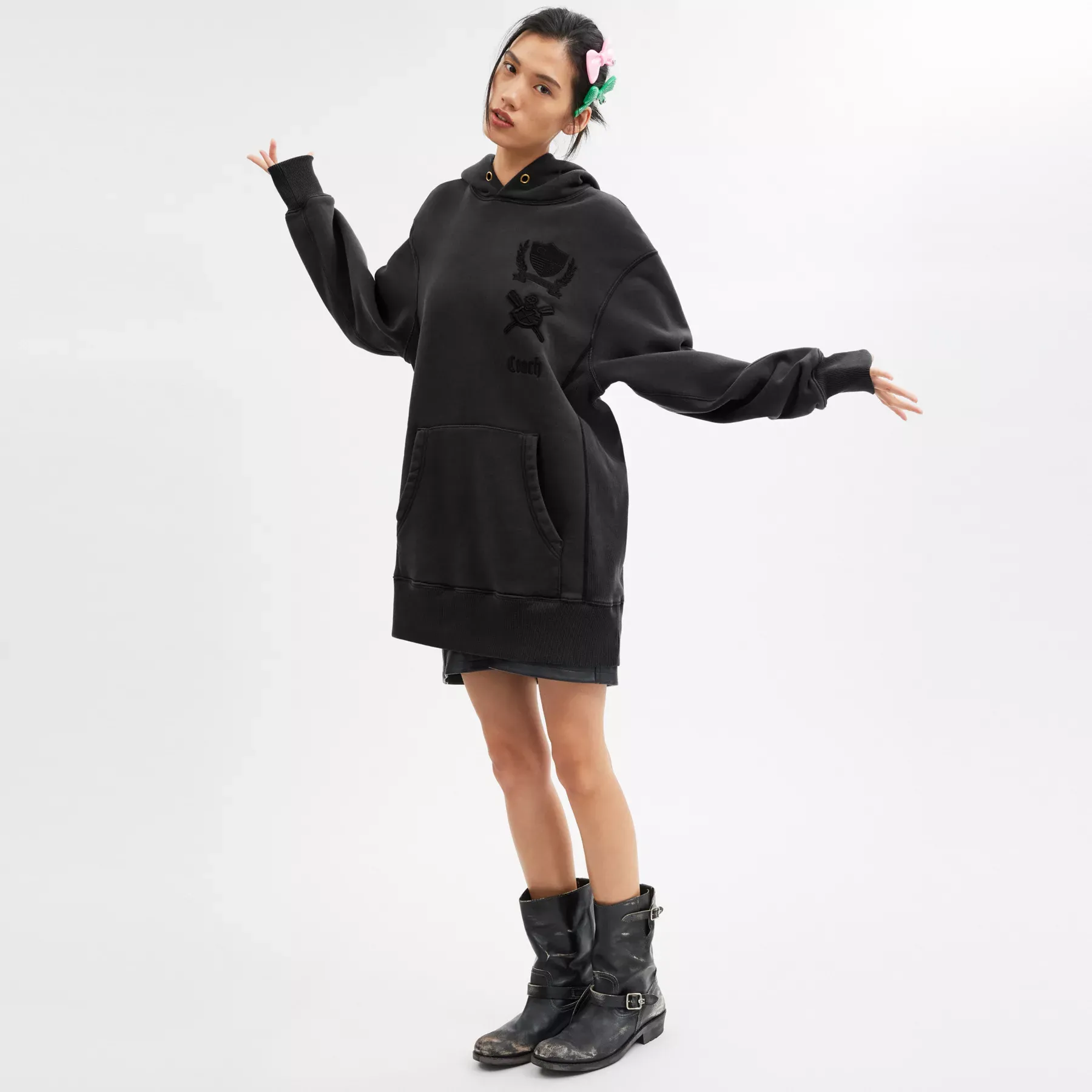 Signature Crest Hoodie Dress In Organic Cotton Signature Crest Hoodie Dress In Organic Cotton