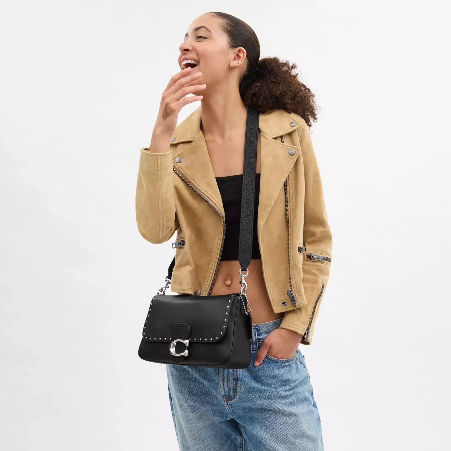 Soft Tabby Shoulder Bag With Rivets Soft Tabby Shoulder Bag With Rivets