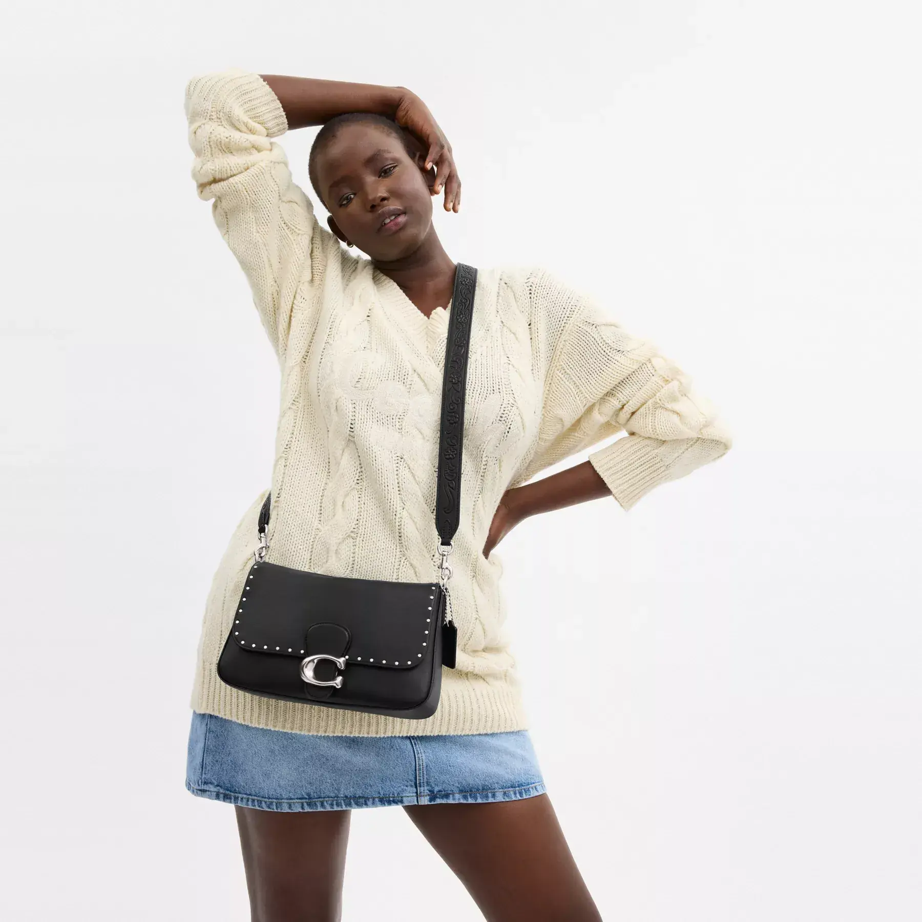 Soft Tabby Shoulder Bag With Rivets Soft Tabby Shoulder Bag With Rivets