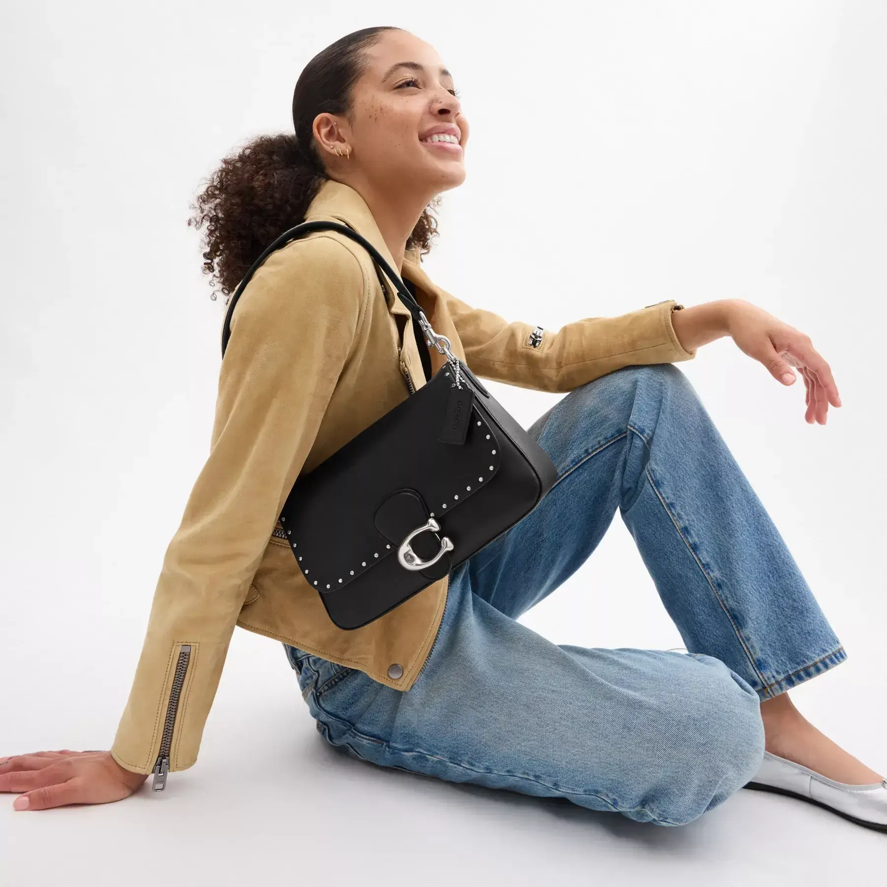 Soft Tabby Shoulder Bag With Rivets Soft Tabby Shoulder Bag With Rivets