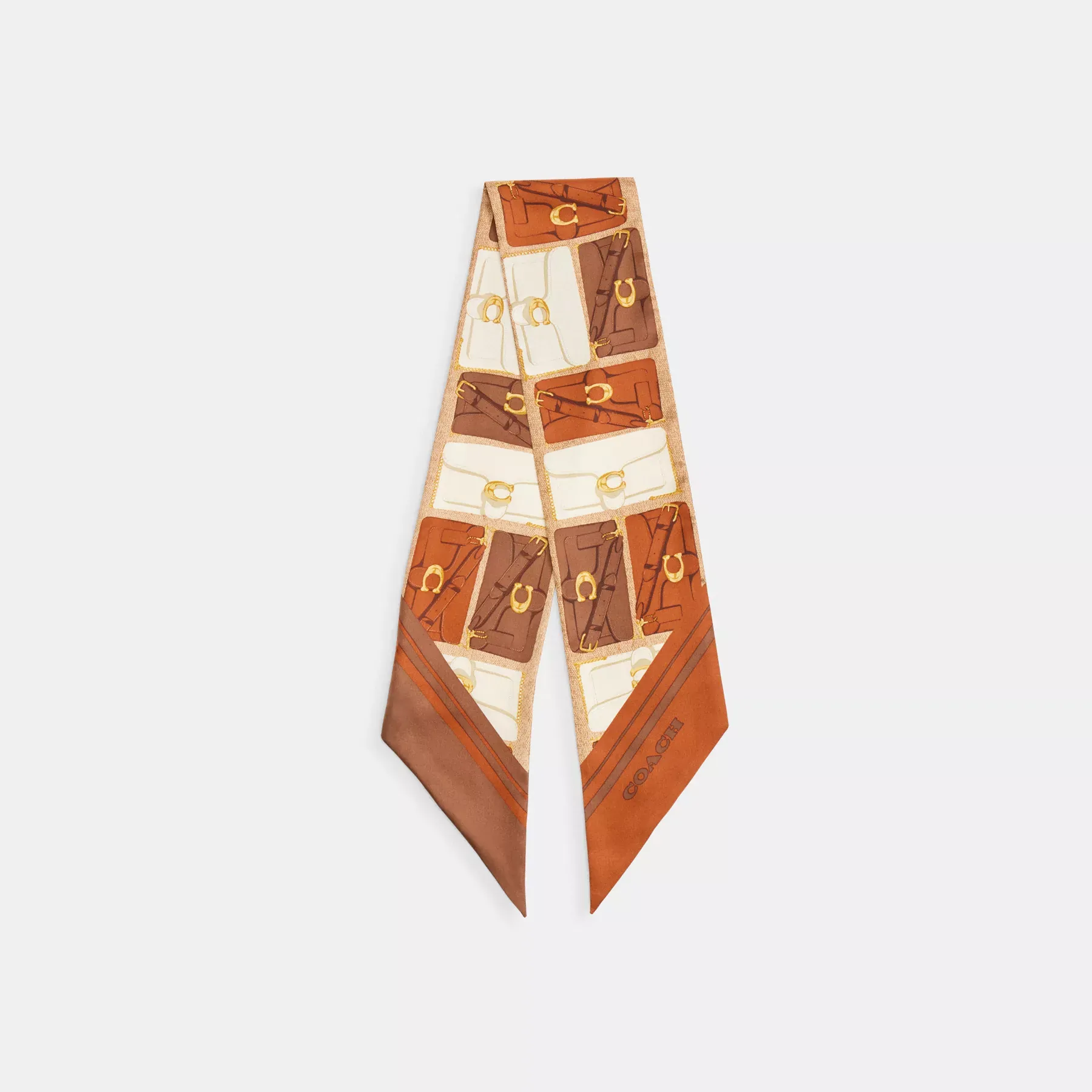 Tabby Bag Print Silk Wide Skinny Scarf Tabby Bag Print Silk Wide Skinny Scarf