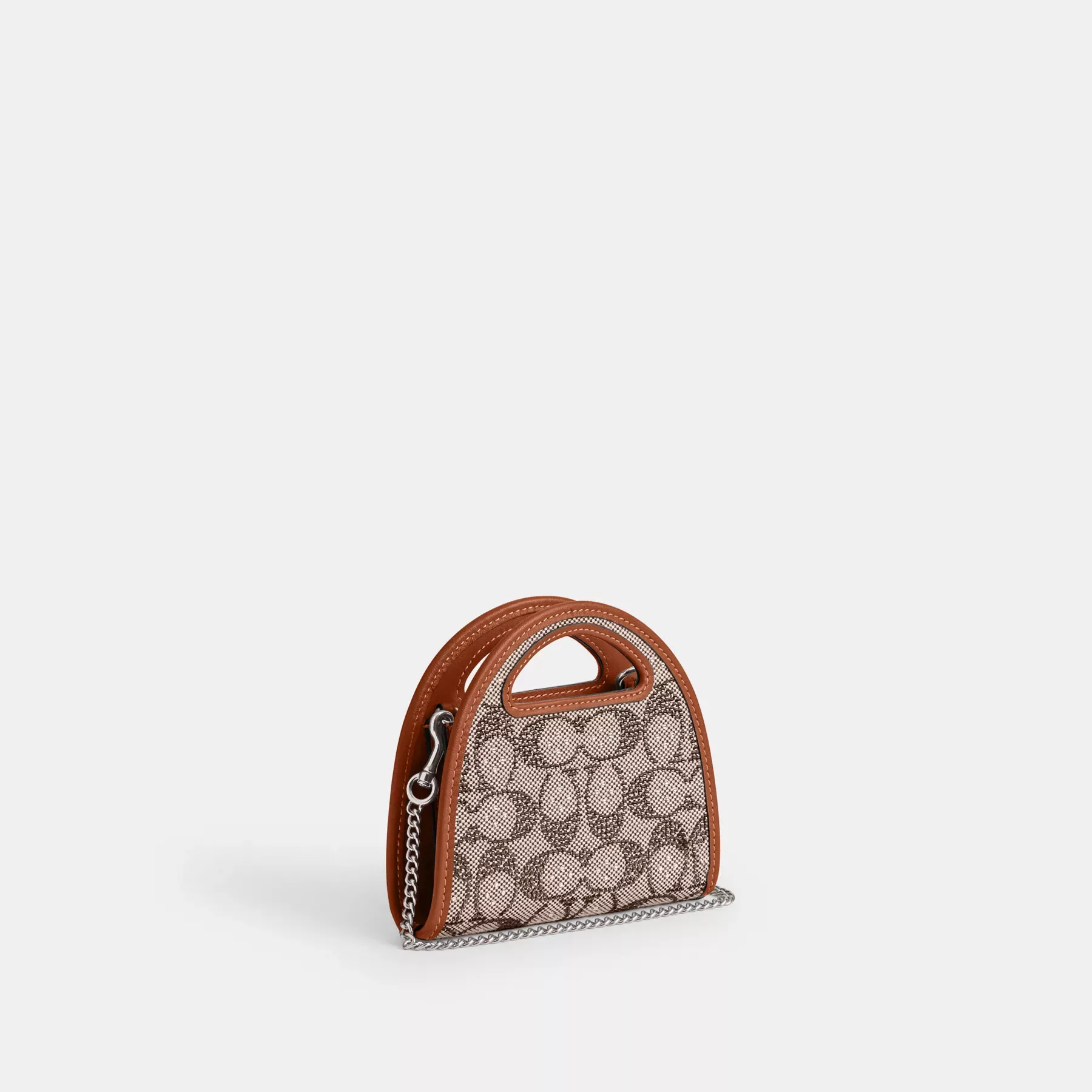 Top Handle Card Case In Crystal Signature Jacquard