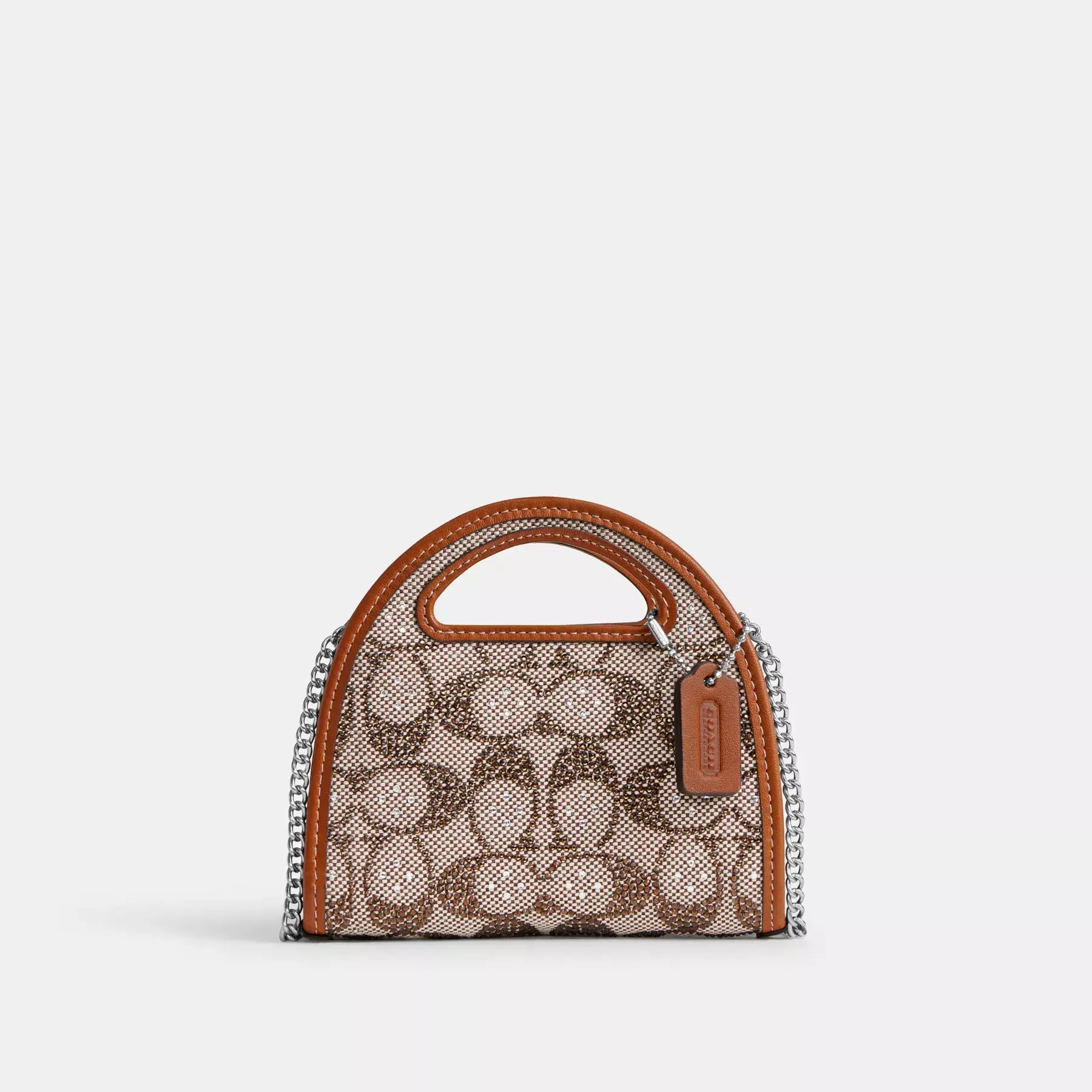 Top Handle Card Case In Crystal Signature Jacquard